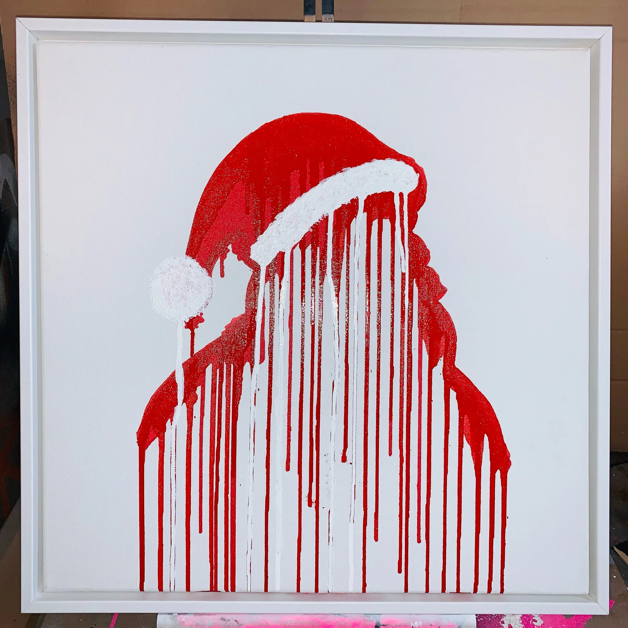 MERRY CRISIS - 1/1 DRIP CANVAS FRAMED + SHIPPING