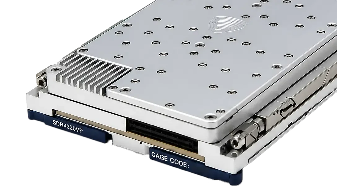 Close-up of SDR4320VP OpenVPX UWB SDR Gen 2 Plug-In Card