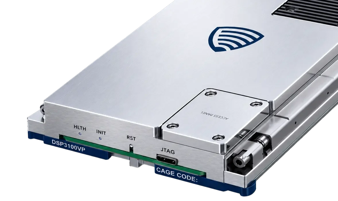 Close-up of DSP3100VP OpenVPX Versal AI Edge Series Gen 2 Plug-In Card