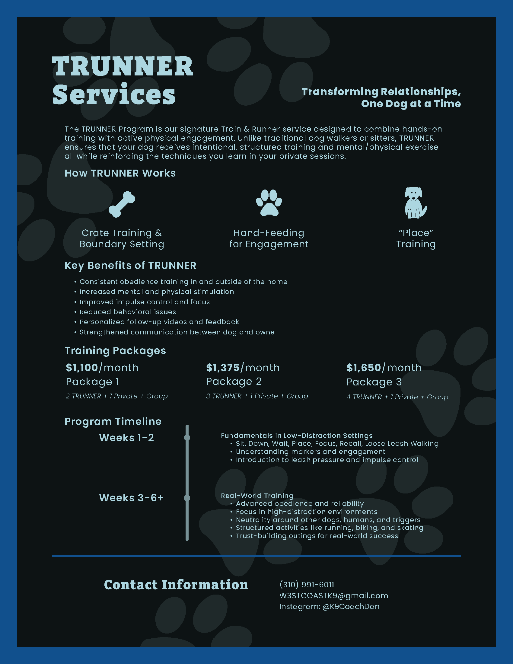 (Back) TRUNNER Services price list flyer