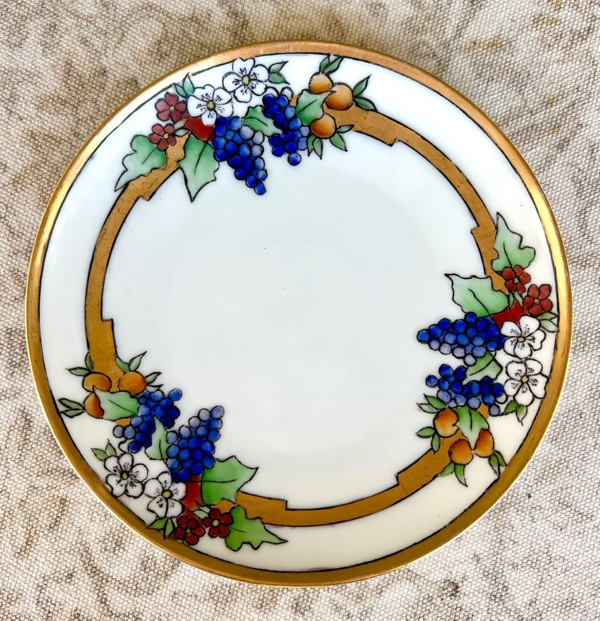 vintage bavarian gold and fruit jewelry dish