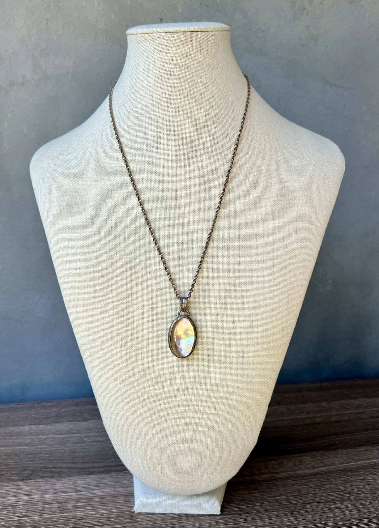 antique abalone shell + silver necklace