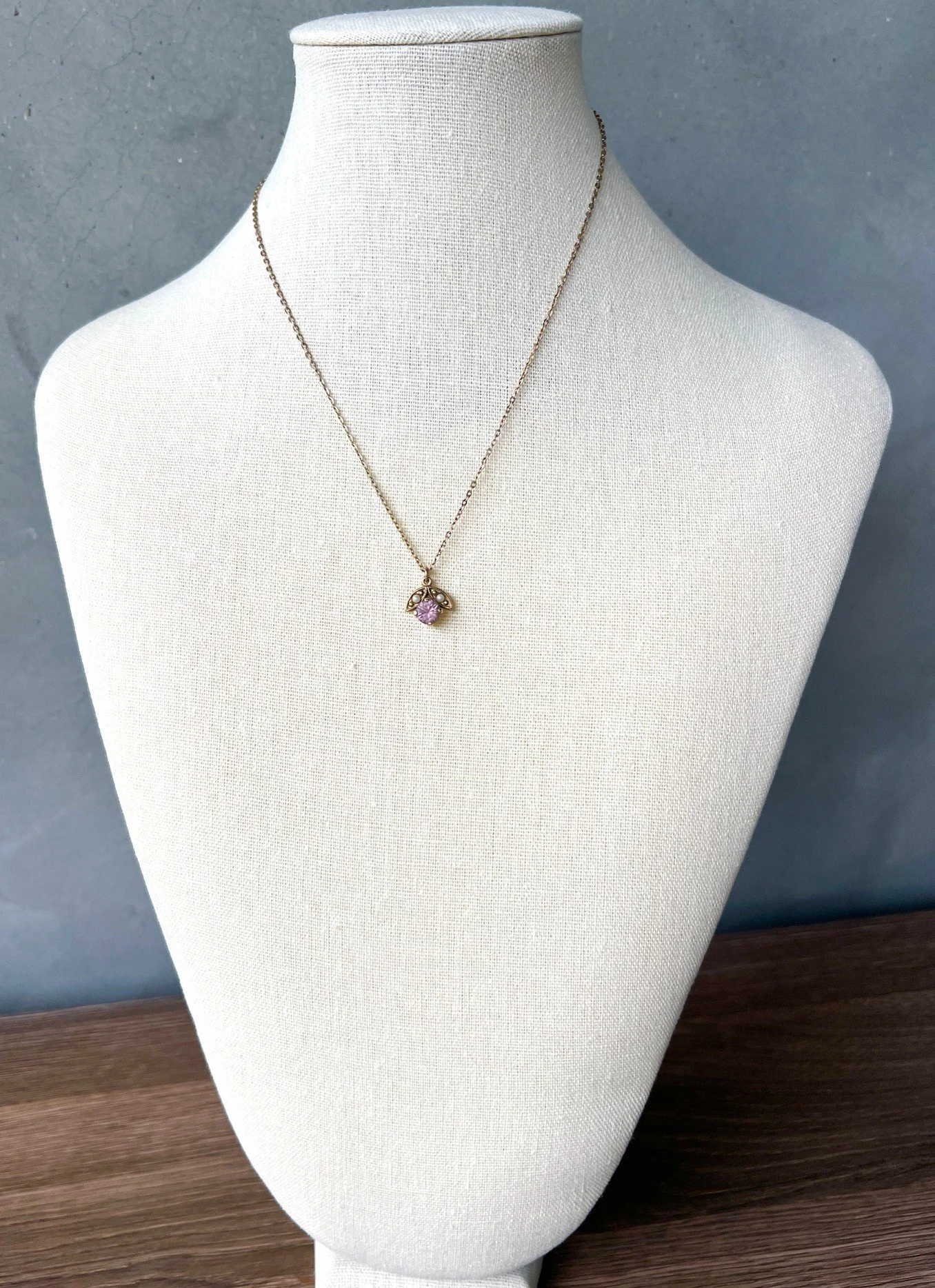 vintage lavender amethyst pearl earring necklace