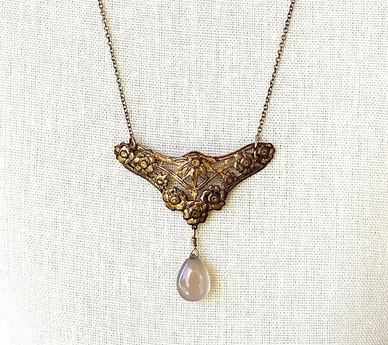 vintage art nouveau moonstone necklace
