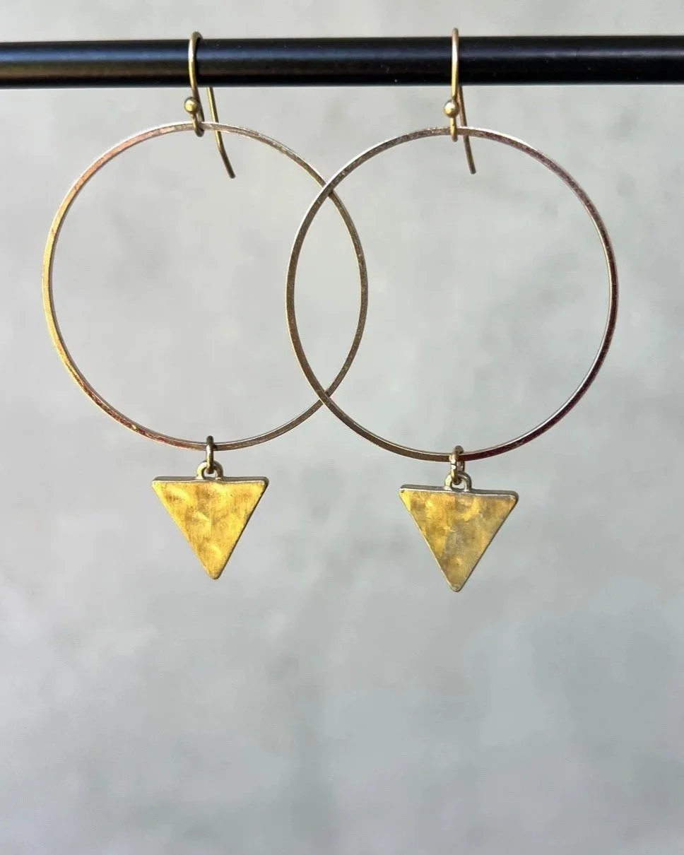 upcycled triangle hoop earrings