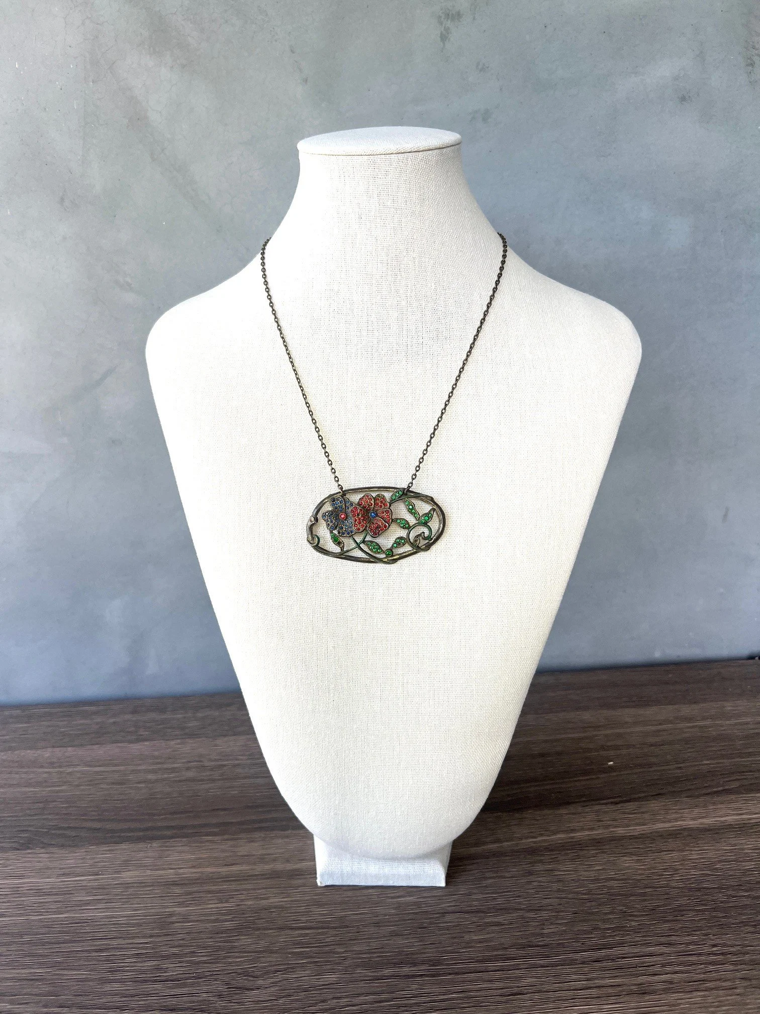 vintage floral brooch necklace