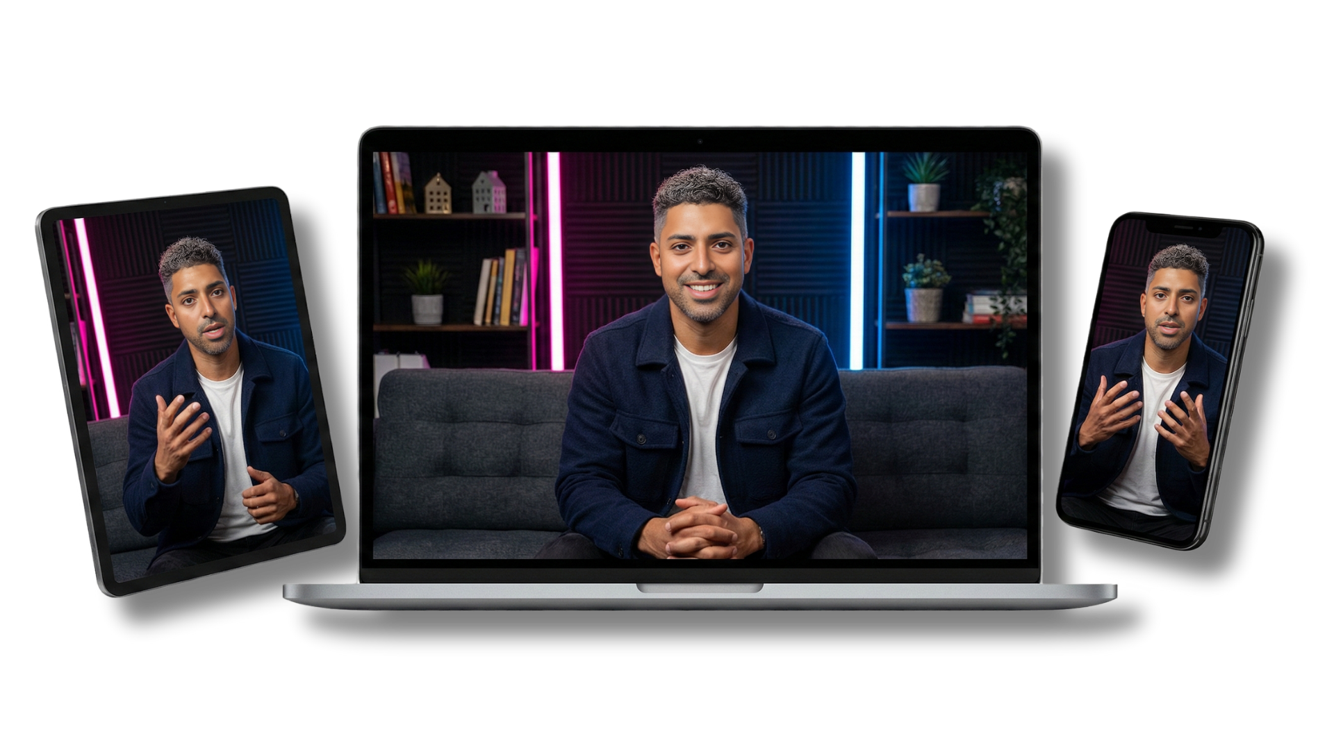 Picture of Bill Patel on a Laptop, iPad and phone