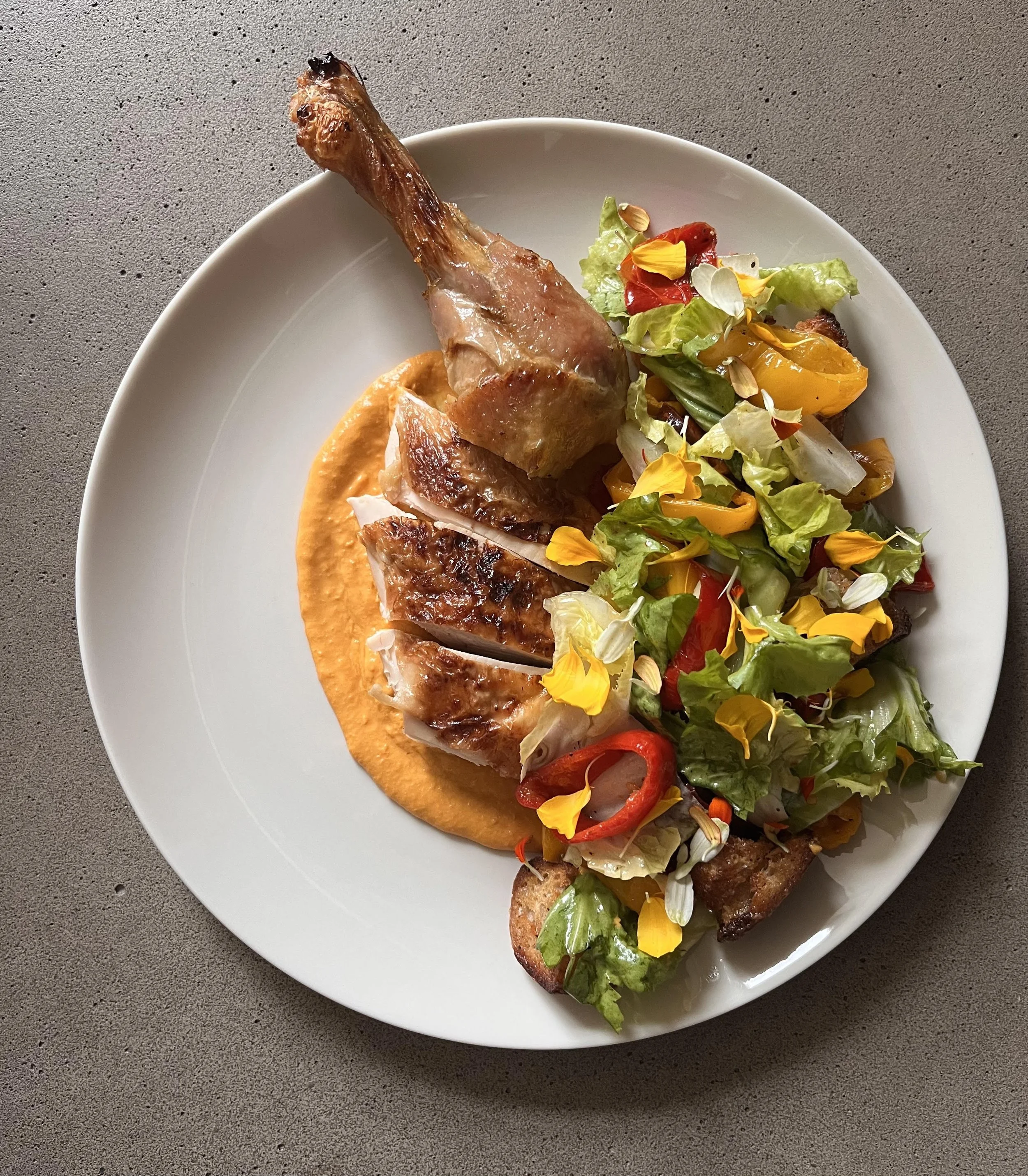 Spatchcock Chicken with Aji Amarillo &amp; Escarole