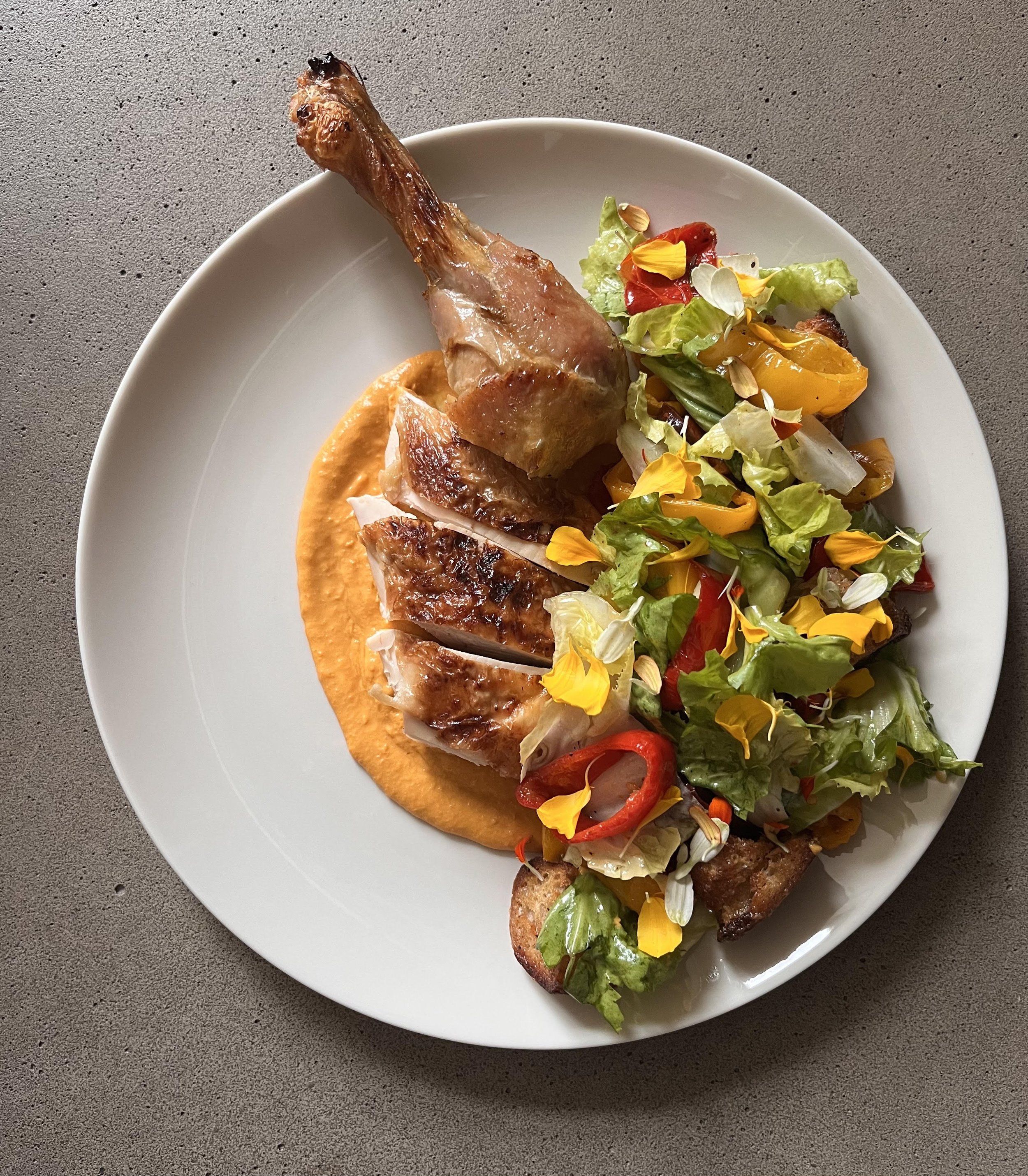 Spatchcock Chicken with Aji Amarillo &amp; Escarole