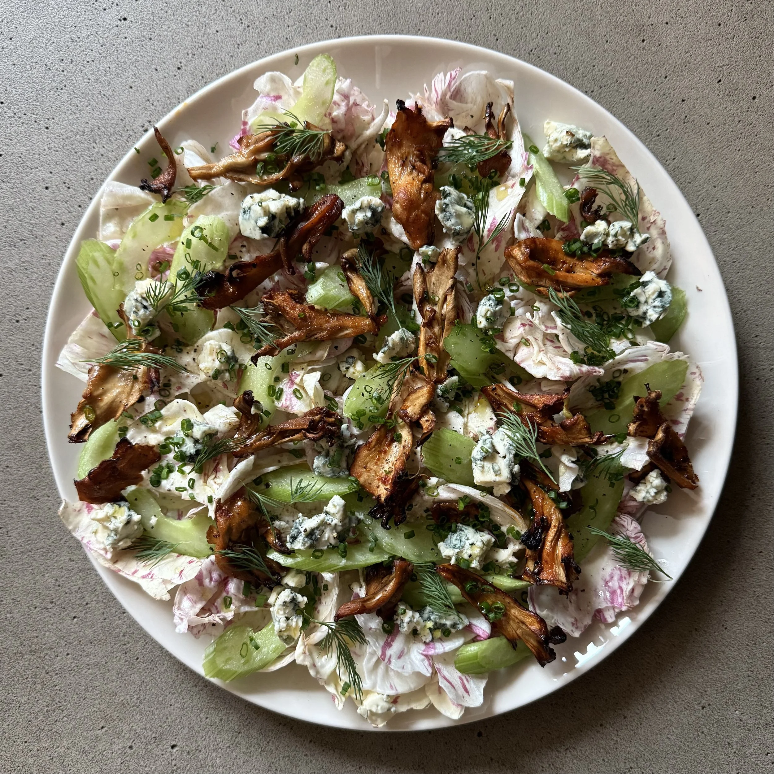 Radicchio Salad with Maitakes &amp; Blue Cheese