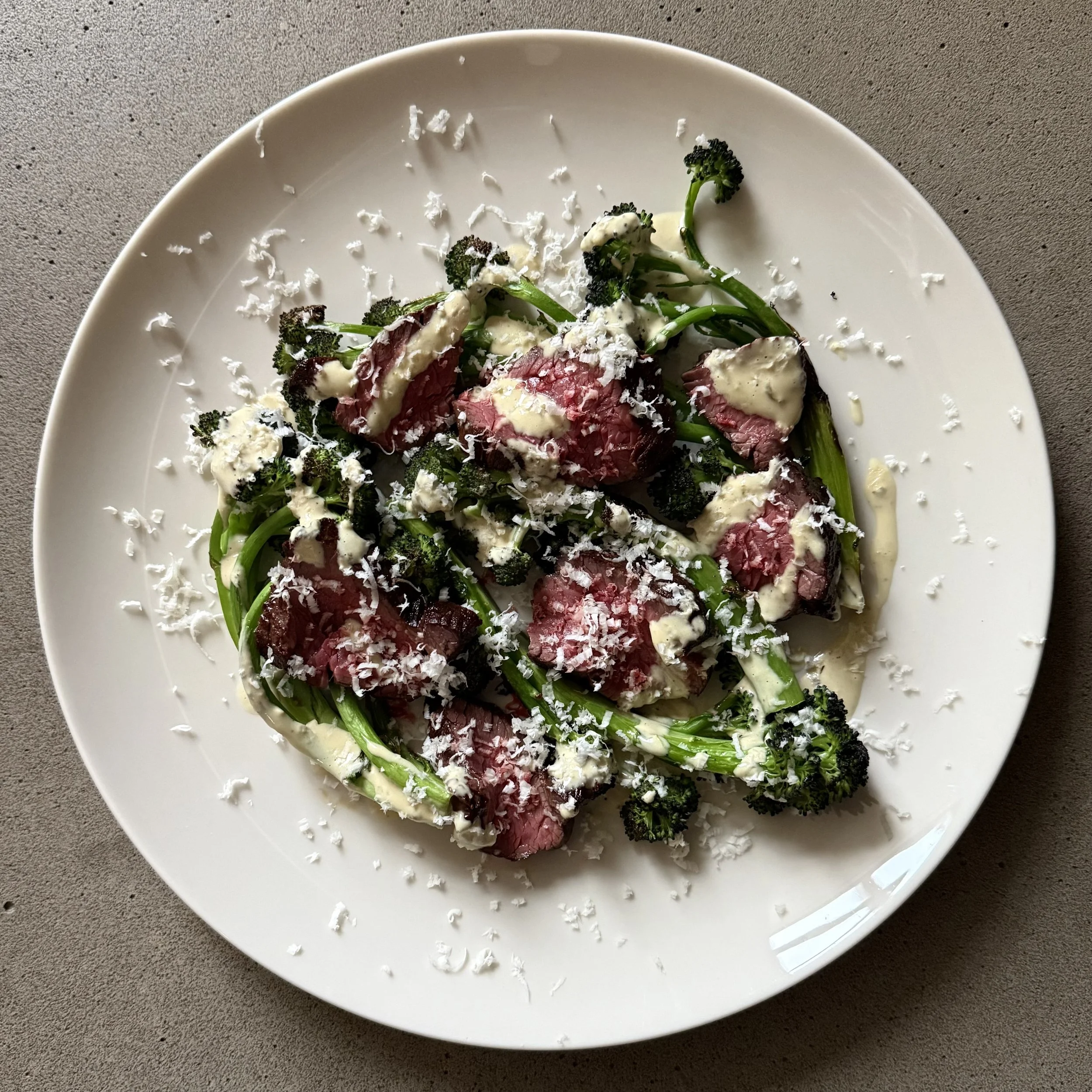 Hanger Steak with Purple Sprouting Broccoli &amp; Tonnato