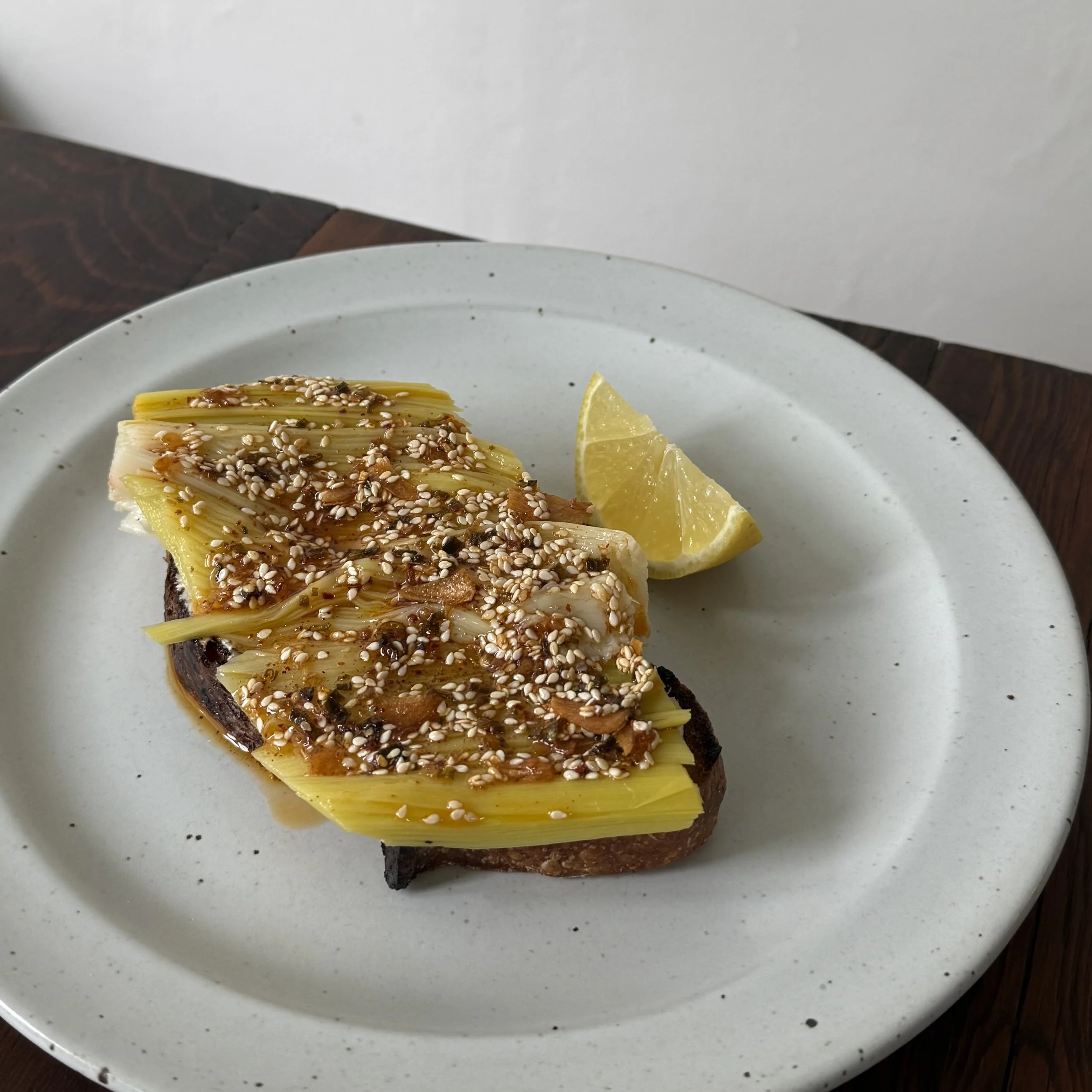 Burnt Leek Toast with Farmer’s Cheese