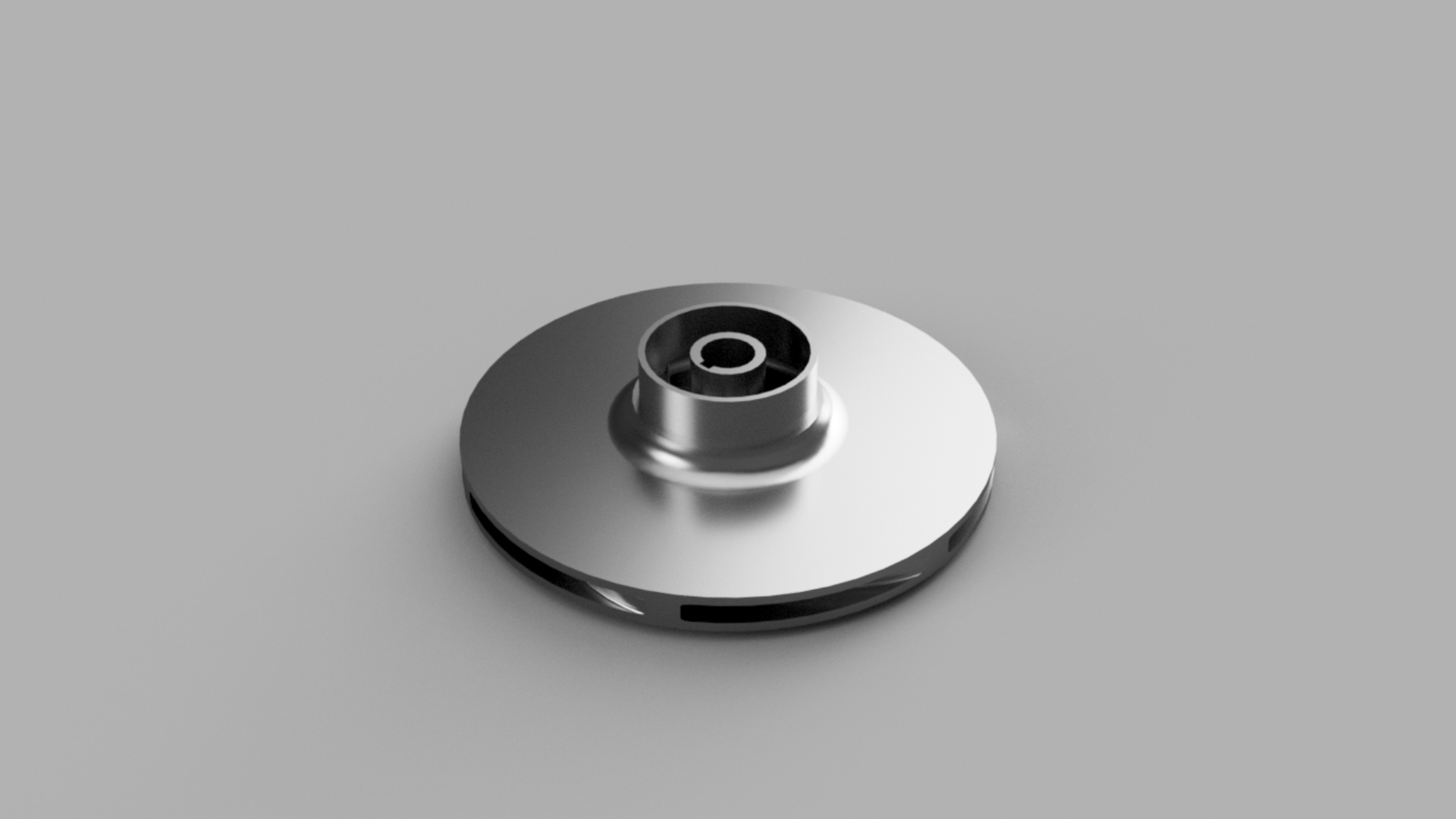 Parametric 3D reconstruction of a closed centrifugal pump impeller based on legacy dimensional information and reference measurements. The model captures the hub, shrouds, internal vane geometry, and key functional interfaces for downstream documenta