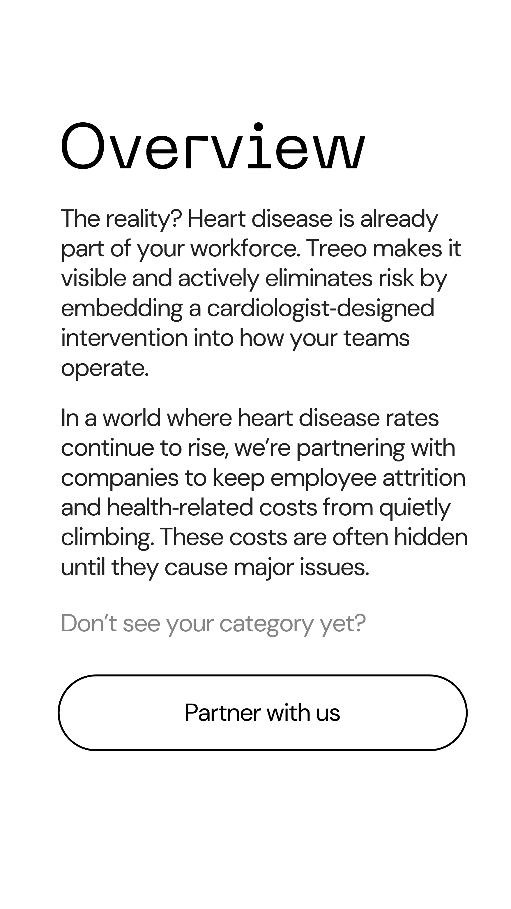 Stop heart disease, employee attrition, and rising health-related costs as an employer with Treeo.