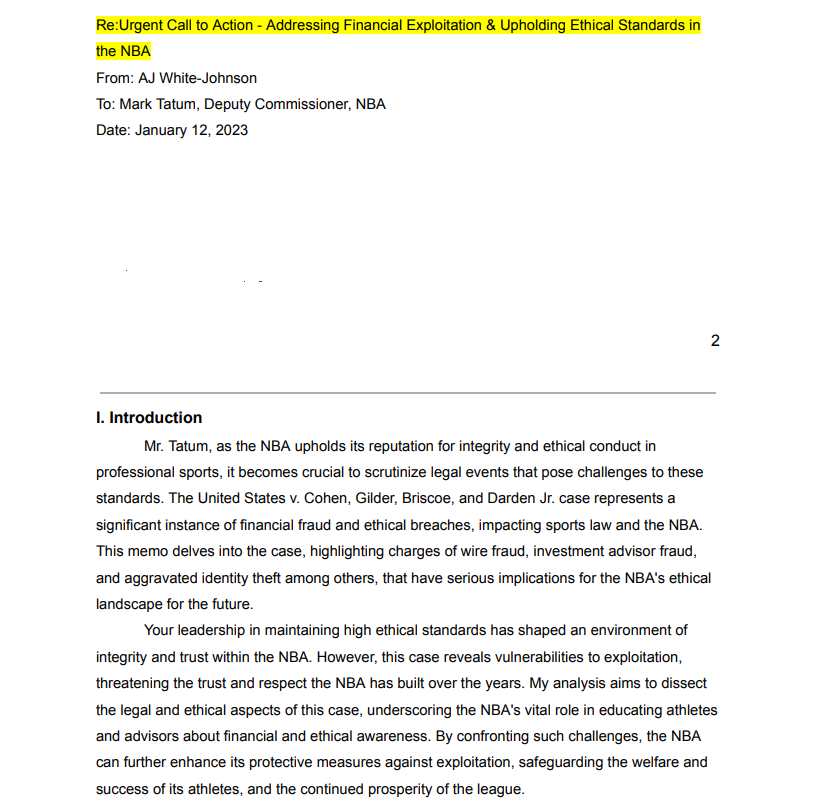 Ethical Integrity in the NBA