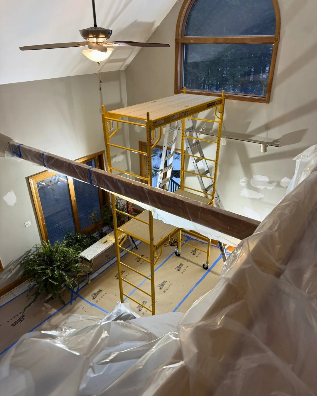Getting prepared for a large painting project. Making sure to protect the floors, beams, and anything that paint can drip on. 
.
.
.
.
.
.
#interiorpaint #sherwinwilliams #cleanjobsite #mainecontractor #paint #Maine #mainepainting #paintingprocess