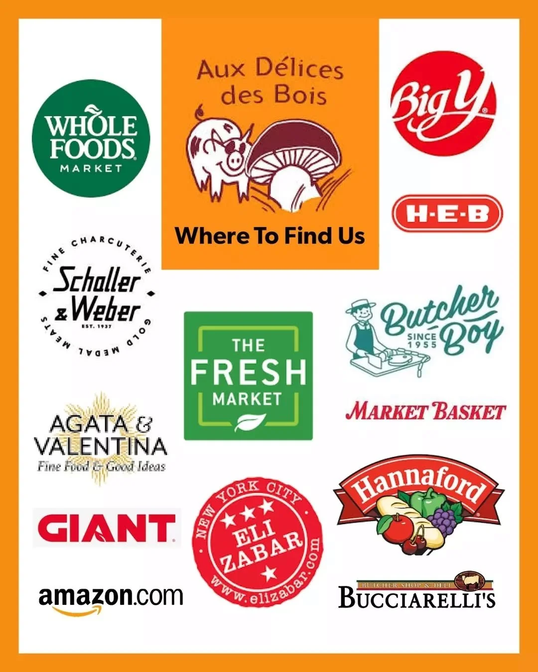 Trying not to trip over your shopping list? Here's where to find us. Look for Aux D&eacute;lices des Bois 82% Fat Butters in the Dairy, Specialty Cheese, and Meat counters of these stores. And sometimes (shhh) we pack for national or regional superma
