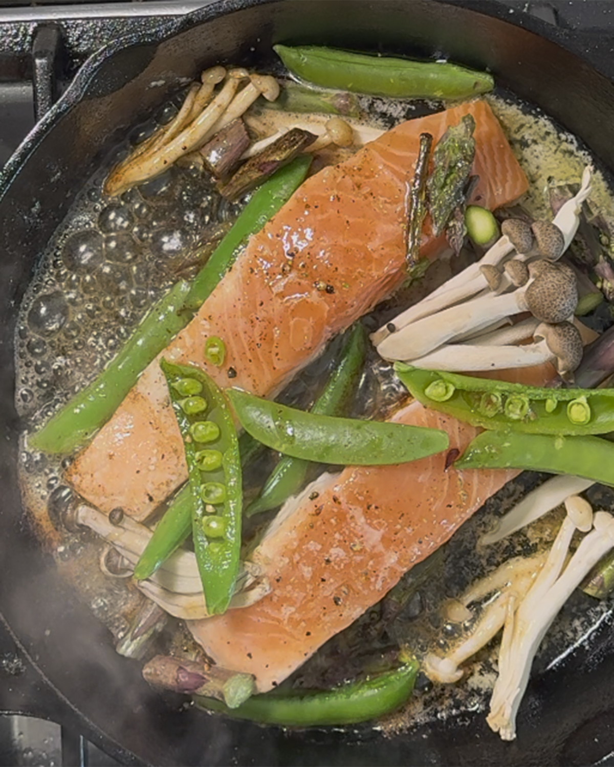 Butter-basted Salmon with Spring Vegetables 
