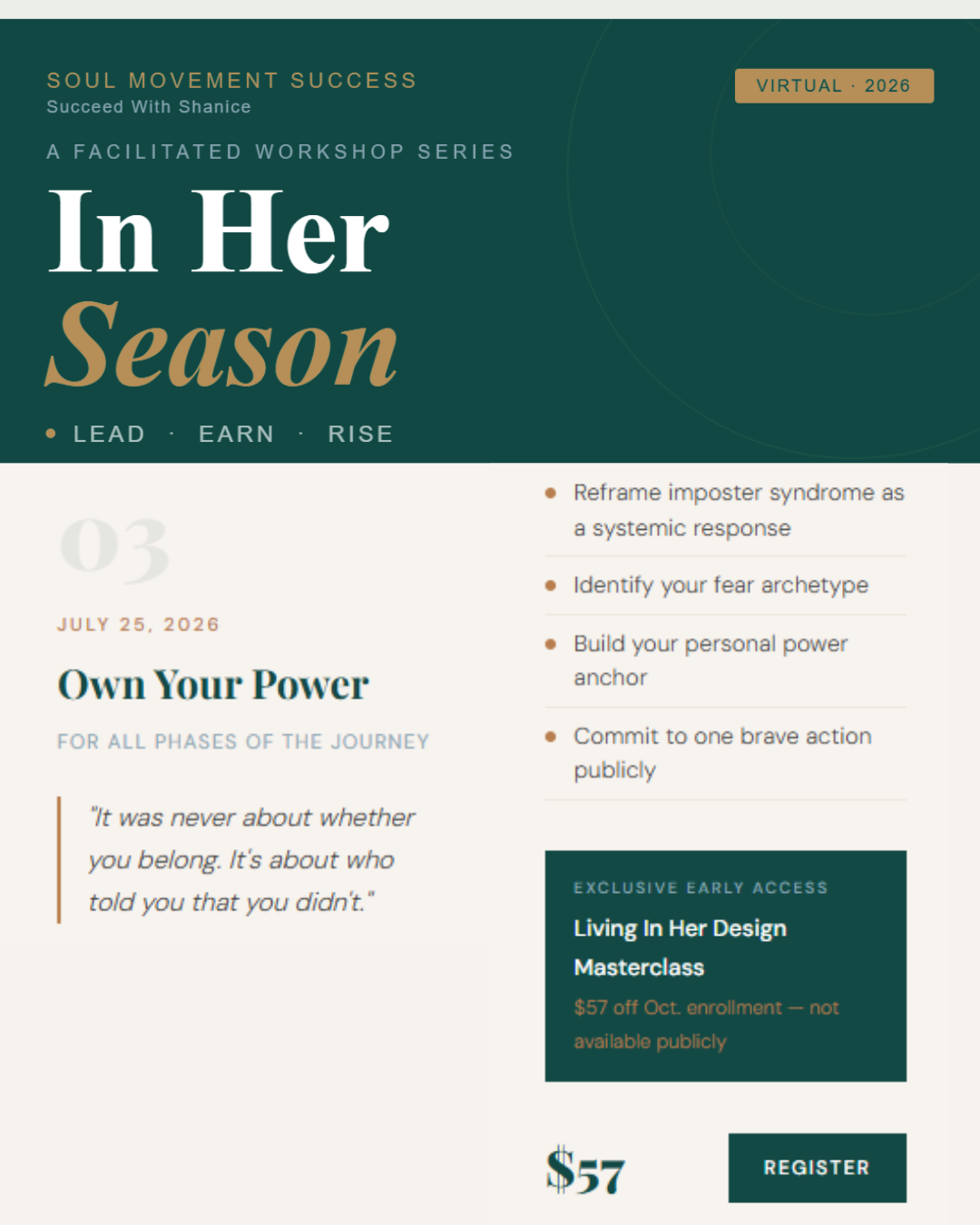 In HER Season Workshop 03: Own Your Power