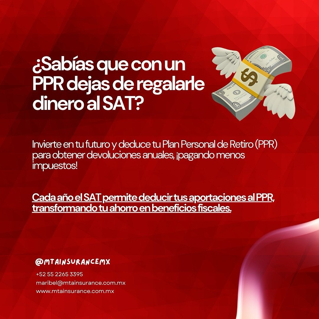 Ya deja de regalarle dinero al SAT 💸🇲🇽

🗓️ El fin de a&ntilde;o y el cierre fiscal se acercan. Todav&iacute;a est&aacute;s a tiempo de contratar un PPR y hacer que el SAT te devuelva parte de tu dinero. &iexcl;No dejes pasar esta oportunidad!

Fi