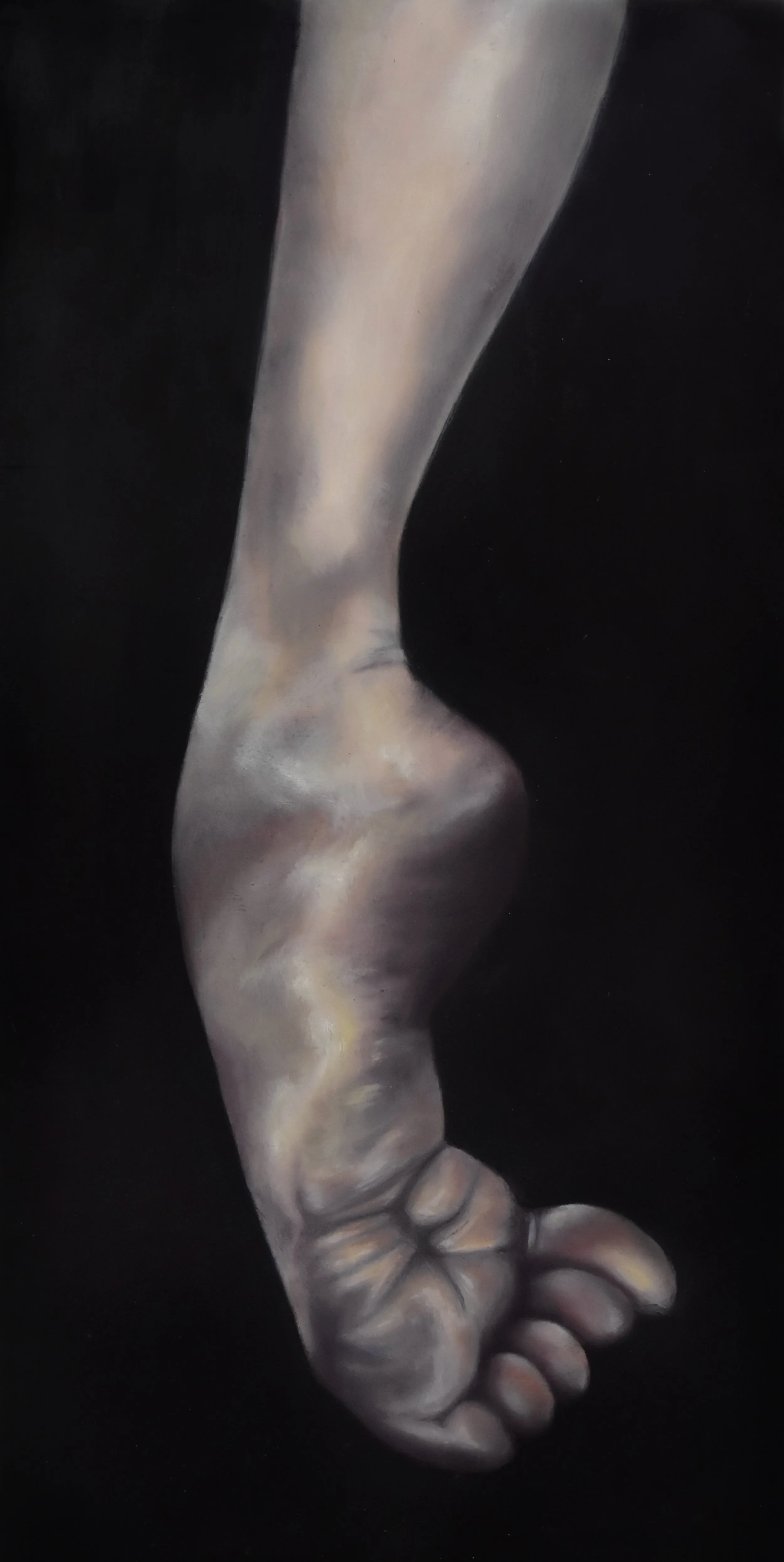 Those Who Cling Scraped Away by the Averted Gaze, 2025, Oil on wood panel - 40 x 20 cm
