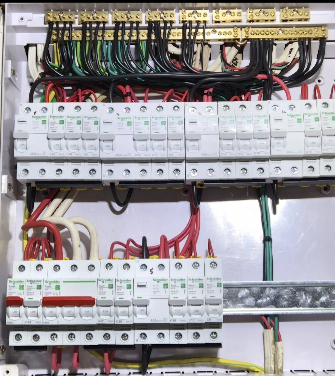 An after photo of a recently upgraded 3 phase residential switchboard.