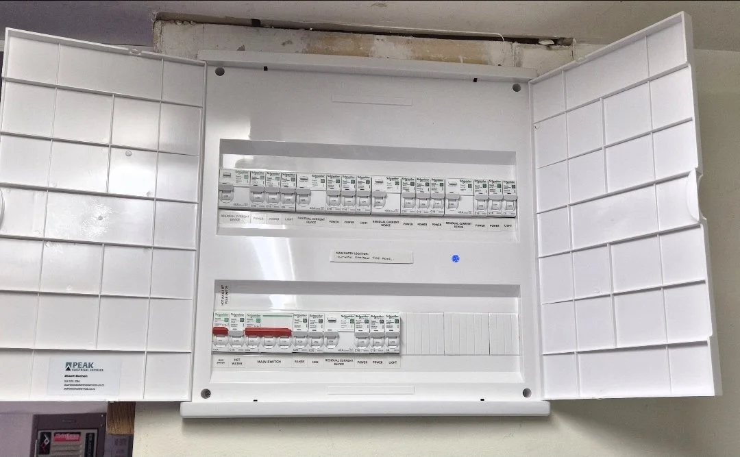 An after photo of a recently upgraded 3 phase residential switchboard.