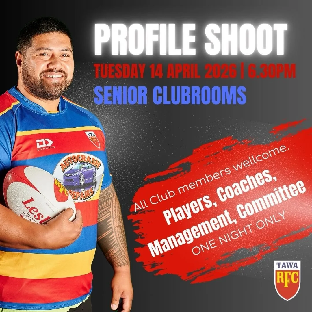 📸 TRFC Profile Photoshoot &ndash; One Night Only! 📸

Calling all Tawa Rugby Football Club members! 🏉🔥

We&rsquo;re hosting our official profile photoshoot for 2026, and we want YOU in it! Whether you&rsquo;re a player, coach, manager, or committe