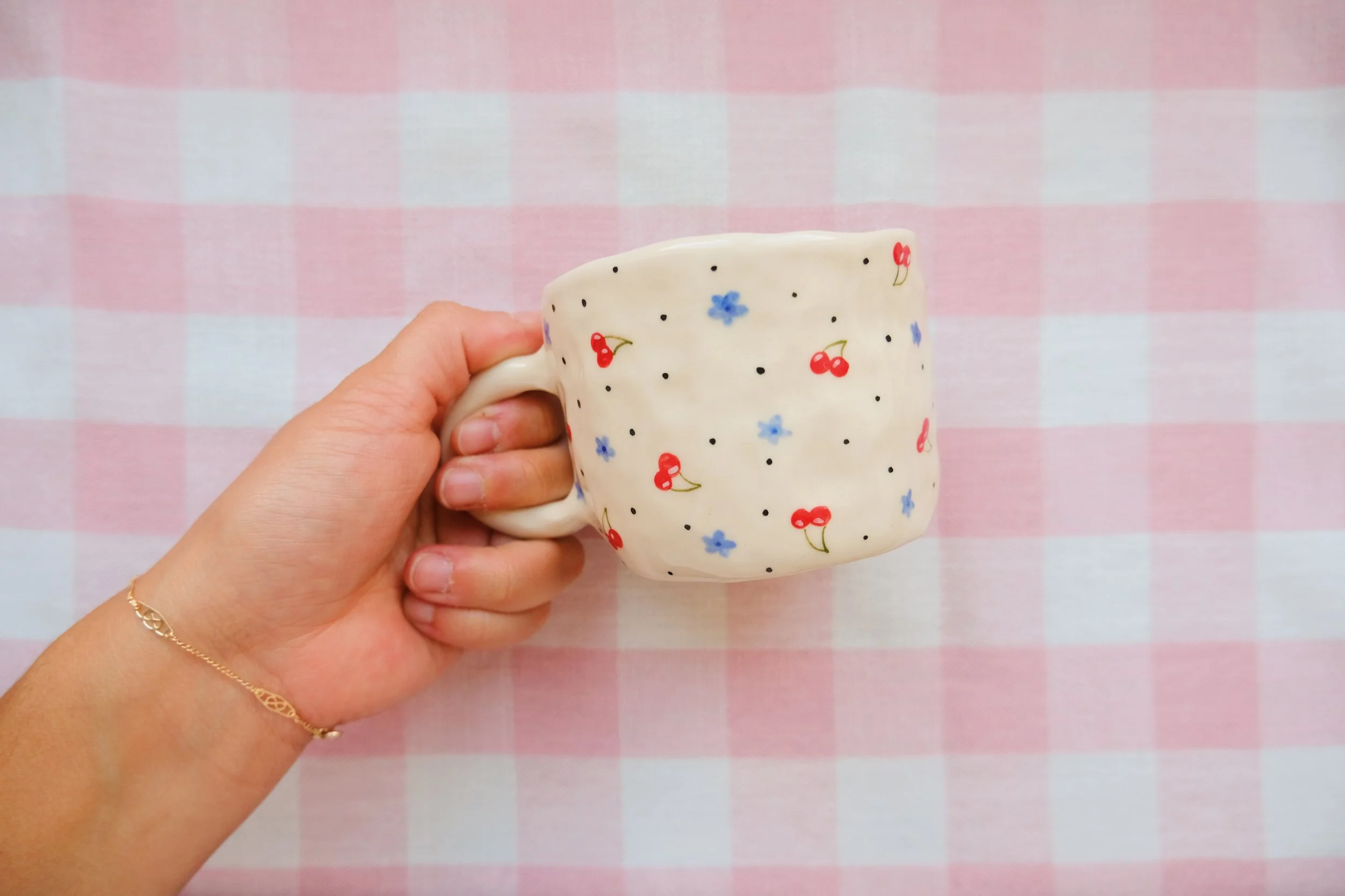 Cherry floral latte mug