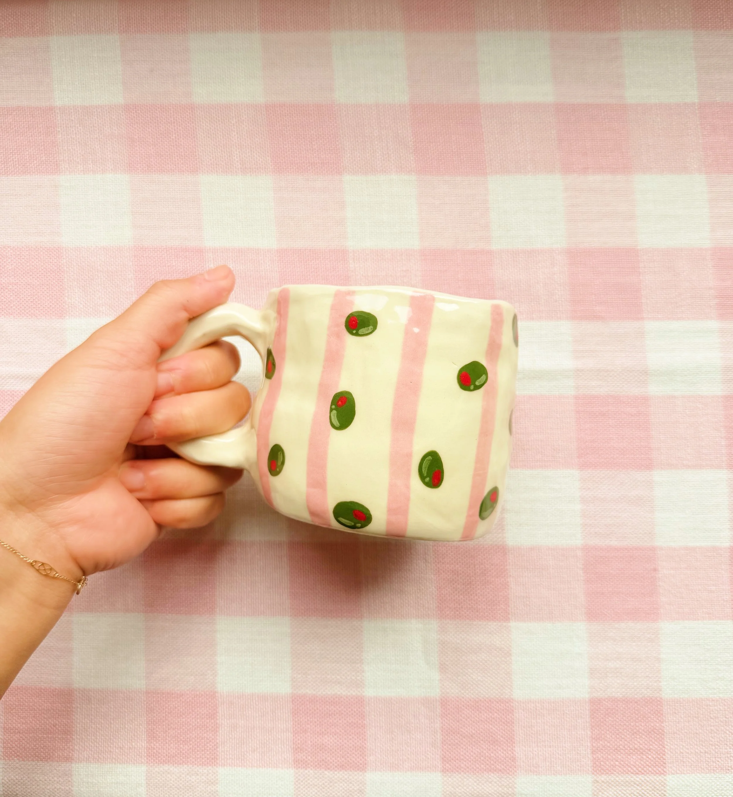 Stripey Olive XL Latte Mug