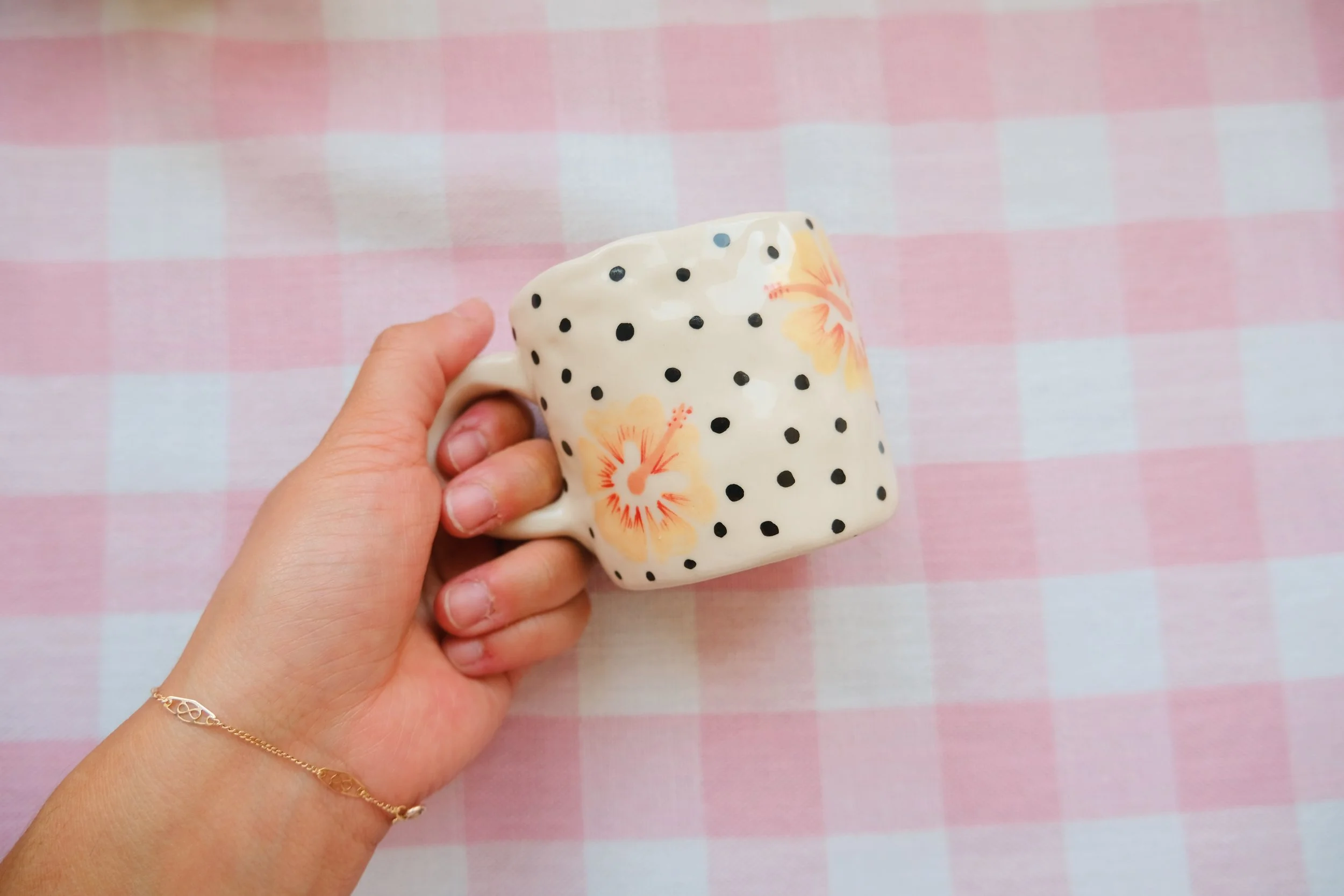 Yellow hibiscus cappuccino mug