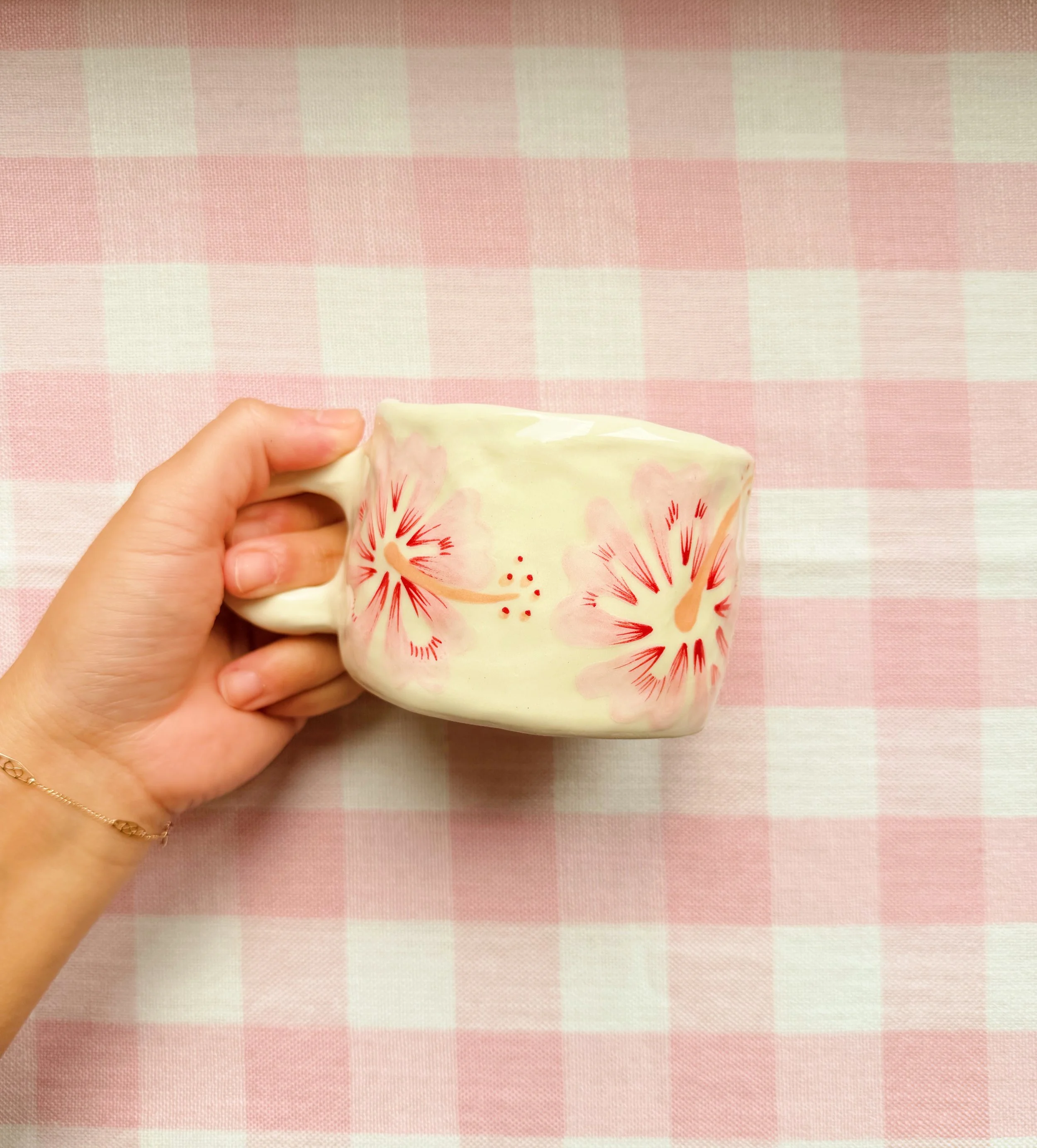 Pink Hibiscus Latte Mug