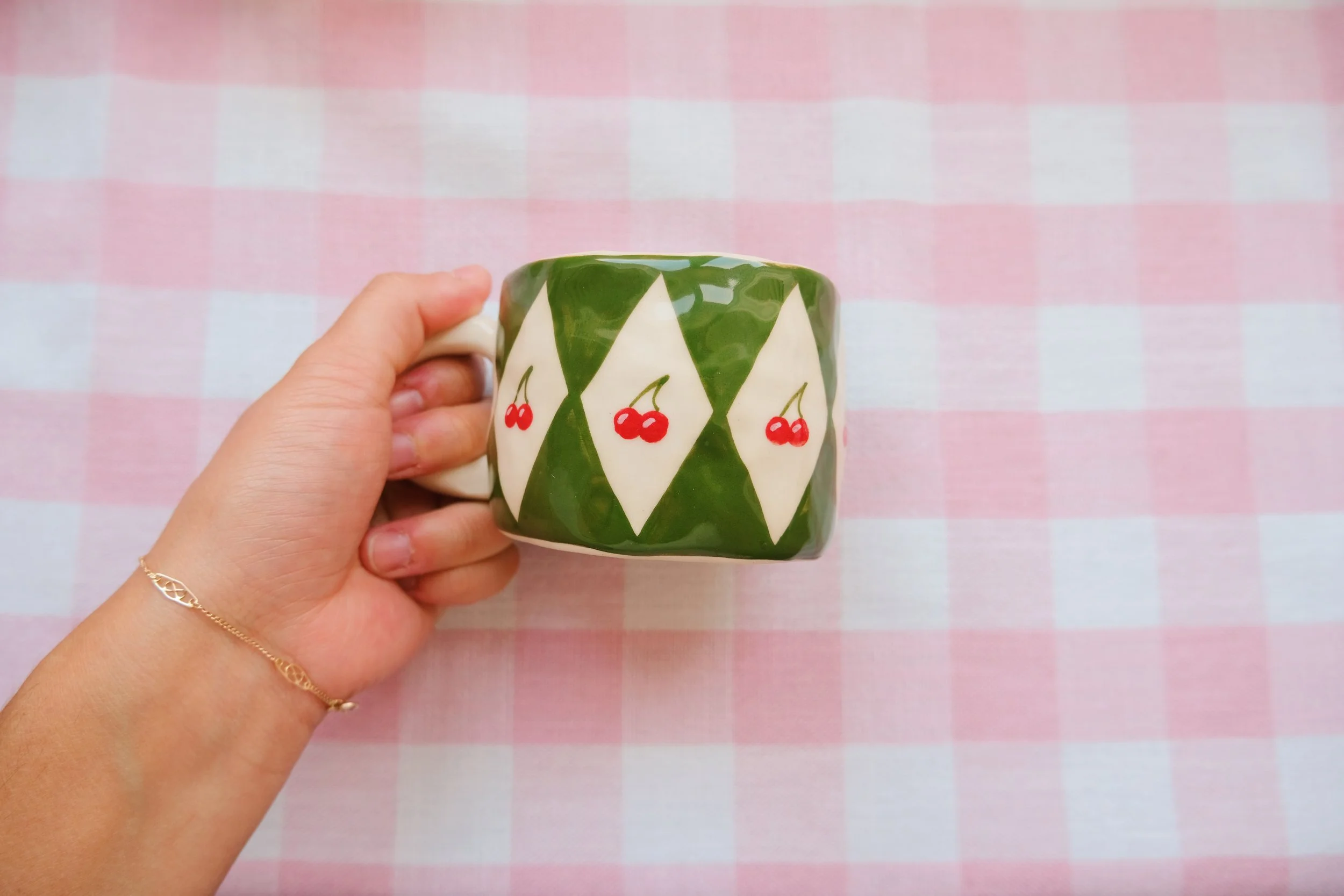 Folk cherry latte mug