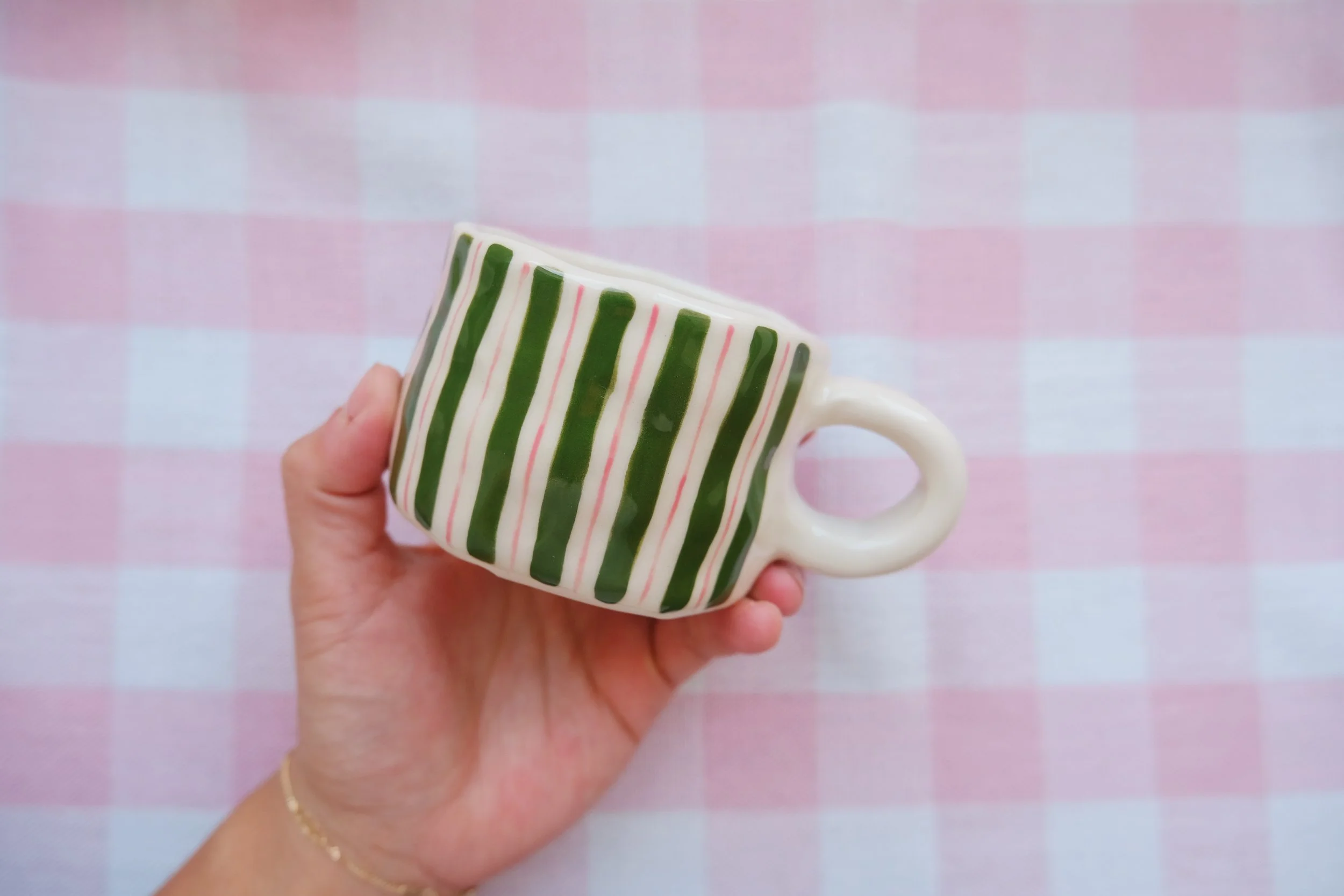 Stripey cappuccino mug