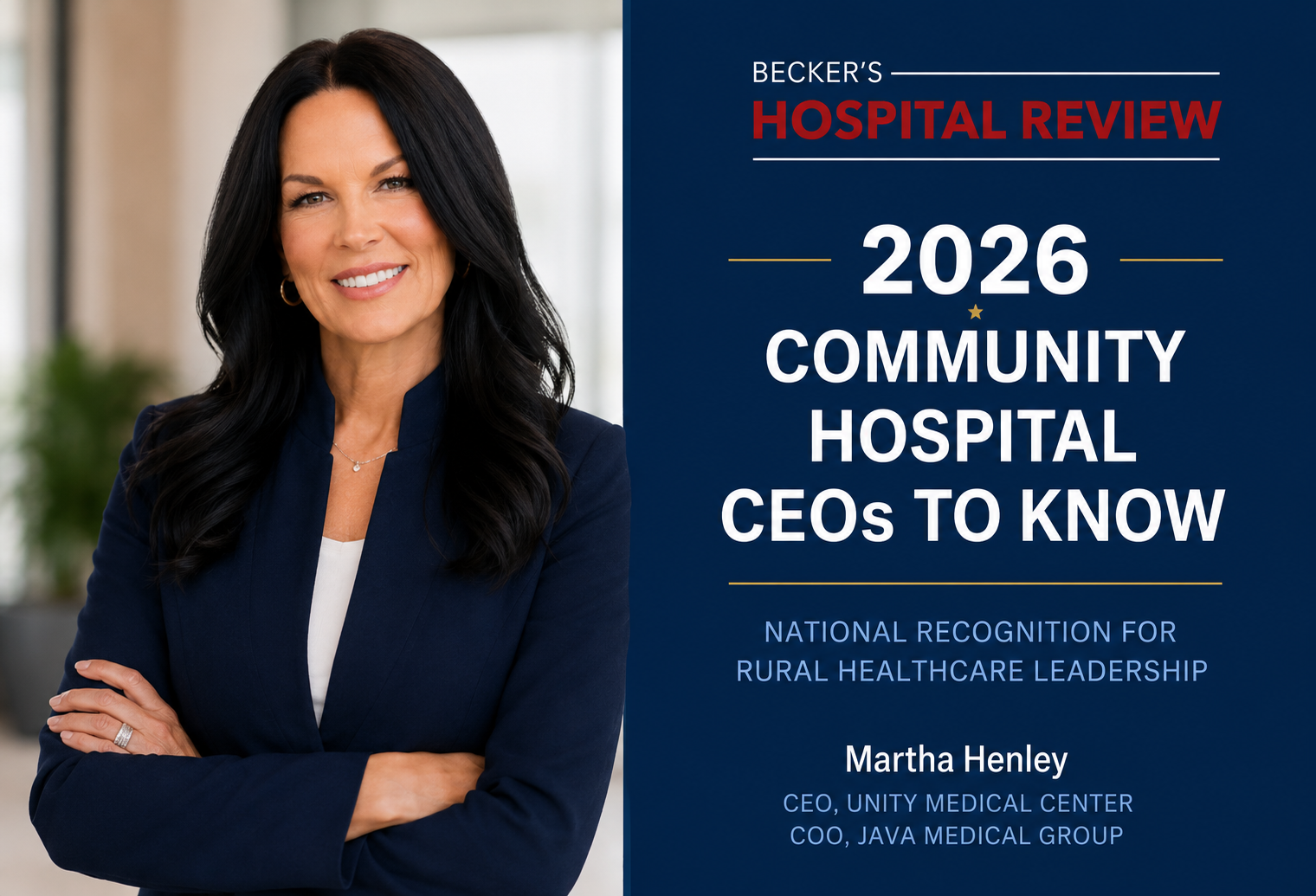 Martha Henley Named to Becker's Hospital Review's 2026 "Community Hospital CEOs to Know" List