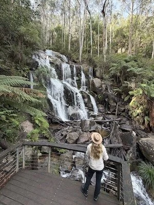 Woman hiking at Toronga Falls Gippsland