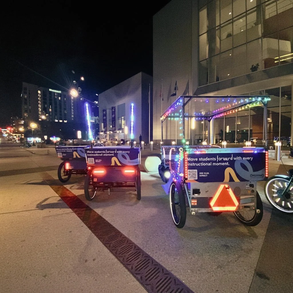 Nashville pedicab branding, event marketing, experiential advertising, Nashville branded pedicabs, mobile event visibility