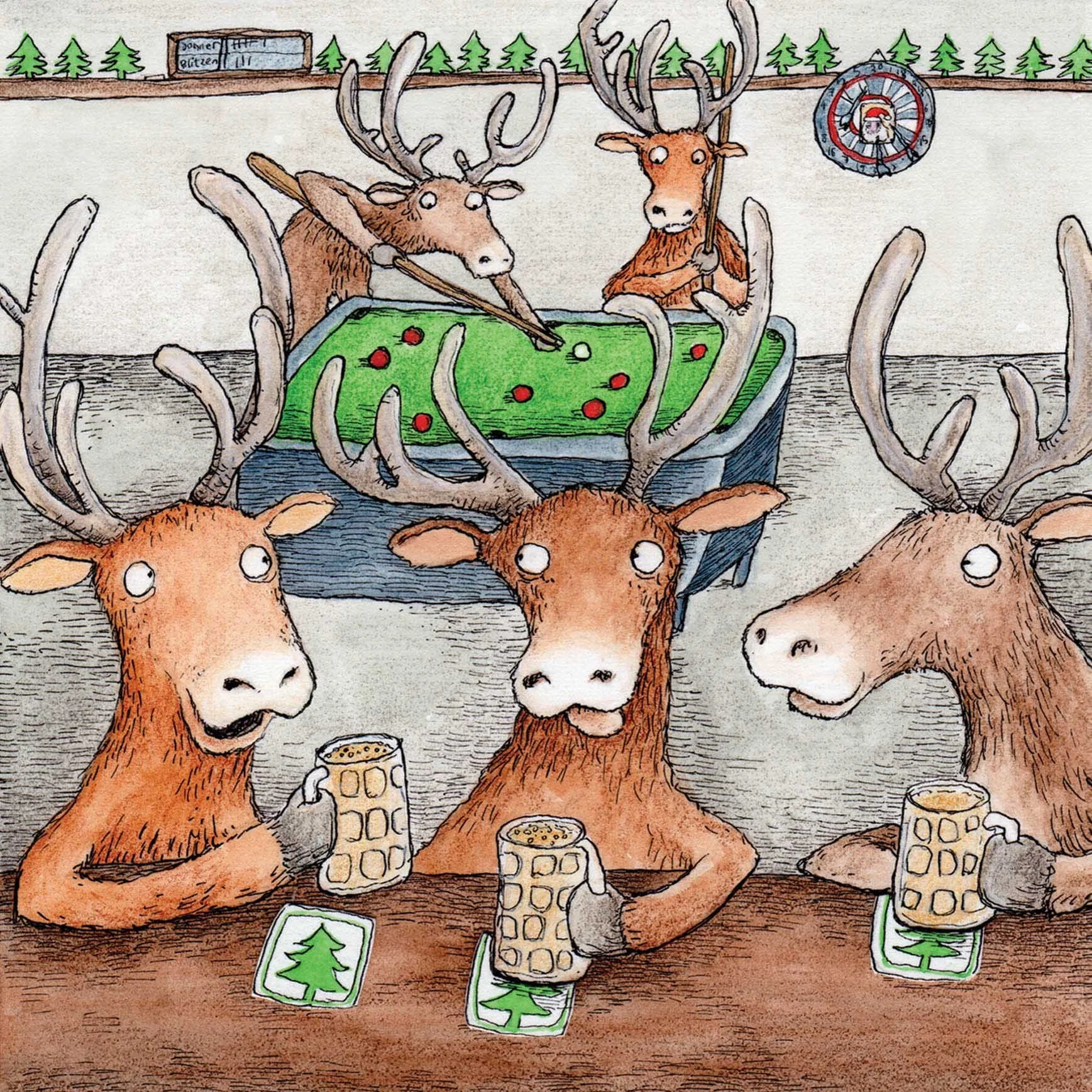 Relaxing Reindeers/Greeting card