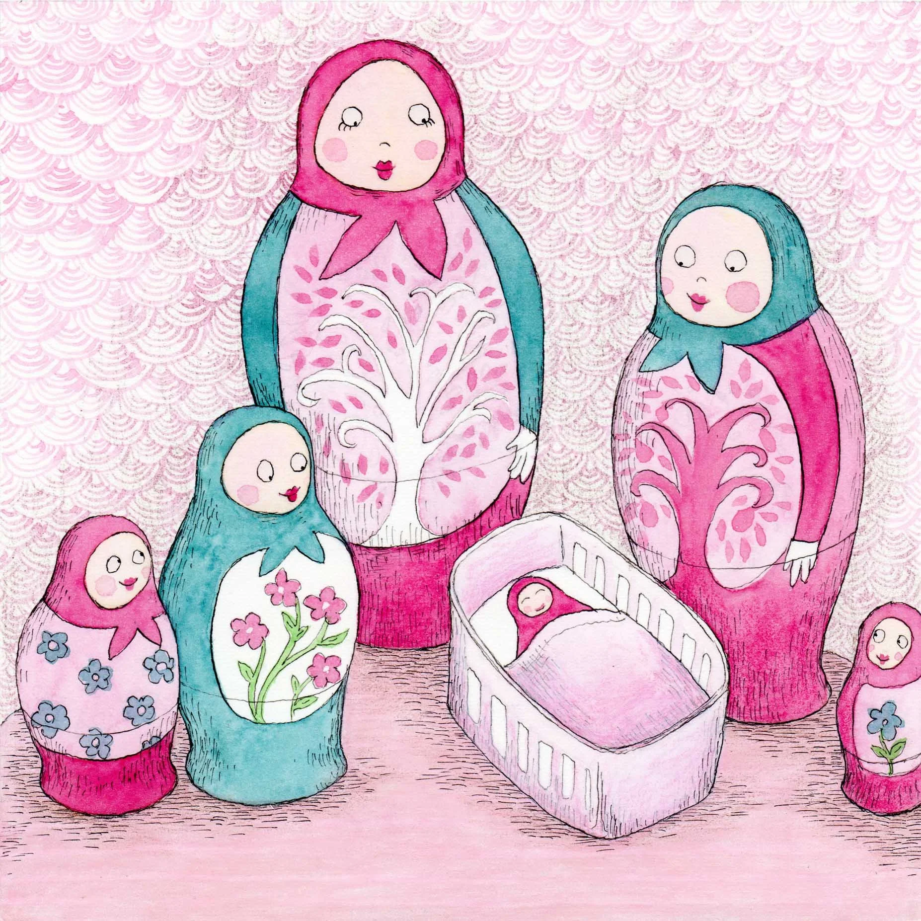 Babushka Baby Girl/Greeting card