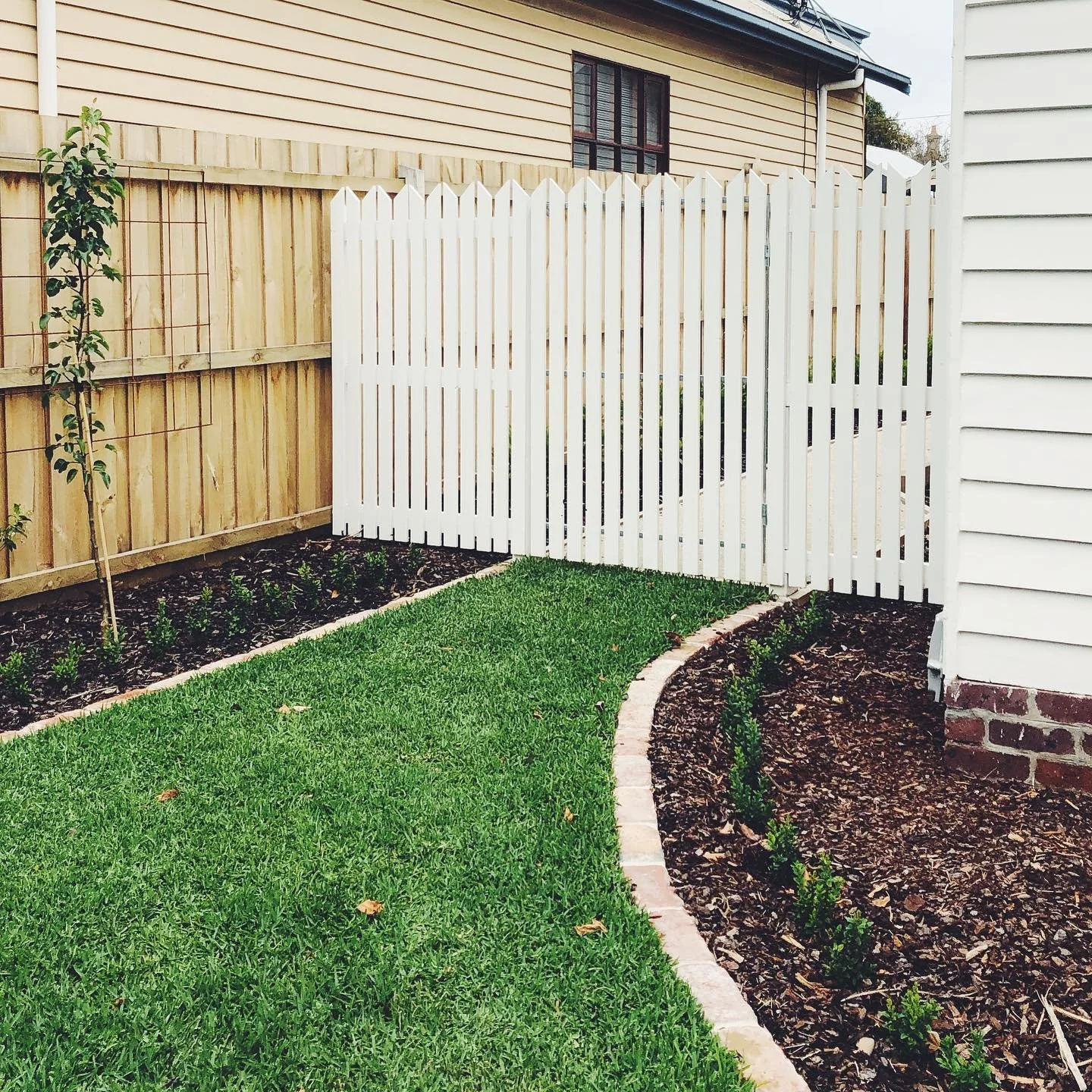 Picket fence completed for the side of the house #picketfence #homes #sideyard