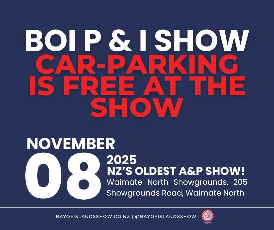 ⚡CAR PARKING IS FREE - DO NOT PARK ON THE ROAD ⚡

Do not park on the road - you will block traffic &amp; emergency services, &amp; risk being towed. Please park in the carpark.

#bayofislandsshow