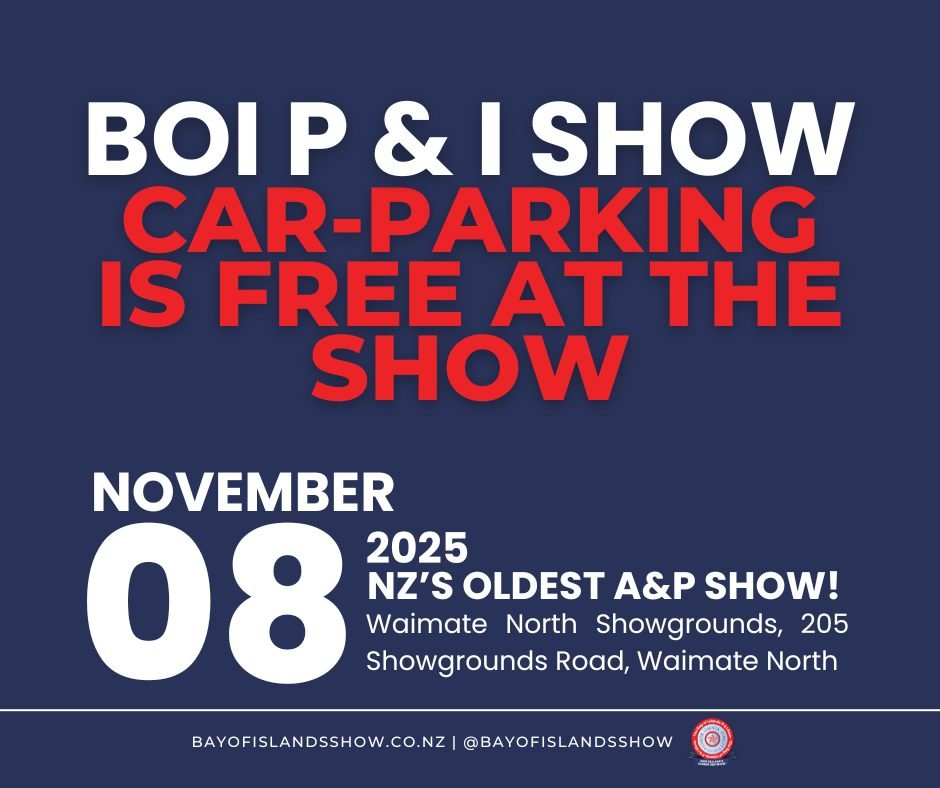 ⚡CAR PARKING IS FREE - DO NOT PARK ON THE ROAD ⚡

Do not park on the road - you will block traffic &amp; emergency services, &amp; risk being towed. Please park in the carpark.

#bayofislandsshow