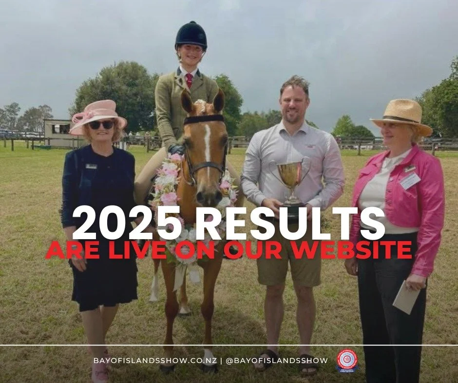 The results from the 2025 Show are now live on our website!

You can view them here: https://www.bayofislandsshow.co.nz/2025-results

#bayofislandsshow