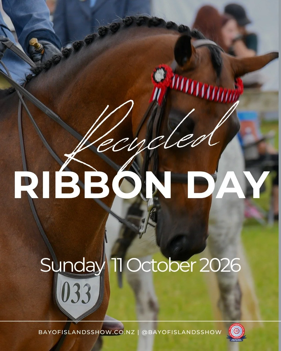 🐴RECYCLED RIBBON DAY🐴

🗓Sunday 11th October 2026
📍Waimate North Showgrounds
⏰10am

Our Recycled Ribbon Day is back for 2026!

This is a great opportunity to get out &amp; about at the start of the season, or bring a younger horse to acclimatise!
