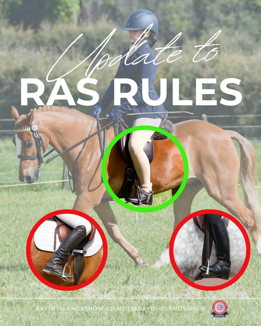 ‼️ IMPORTANT RAS RULE UPDATE | 2026/2027 SEASON ‼️

A heads-up for all pony competitors joining us at the Bay of Islands P &amp; I Show this season. 🐴

Under the updated RAS rules for the 2026/2027 season, all competitors riding ponies in ALL showin