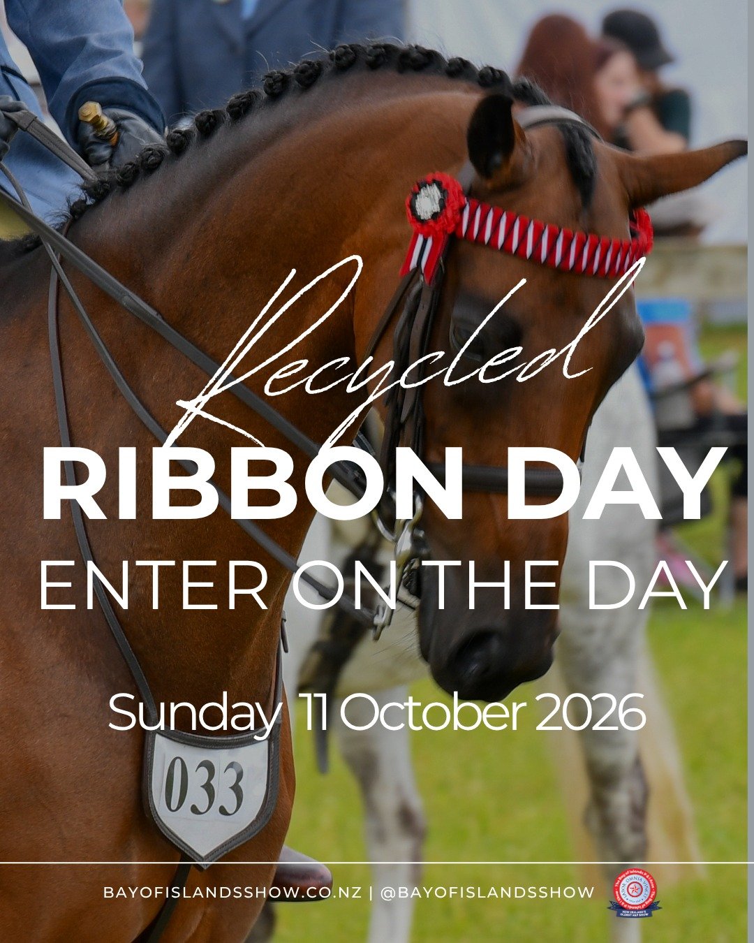 🐴RECYCLED RIBBON DAY🐴
🗓THIS SUNDAY -  11th October 2026
Entries accepted on the day! No eftpo - cash &amp; bank transfer only!

📍Waimate North Showgrounds
⏰10am

This is a great opportunity to get out &amp; about at the start of the season, or br