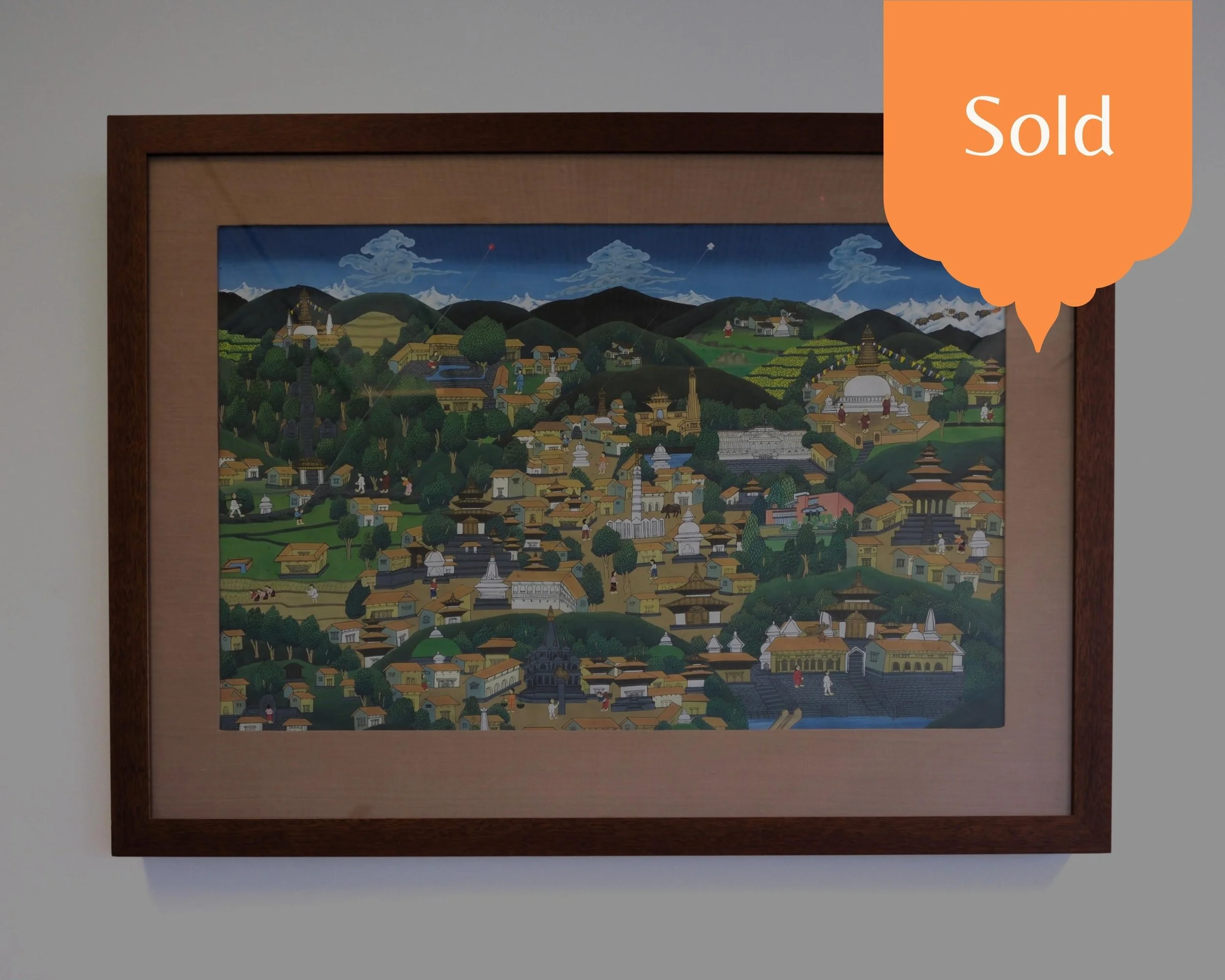 SOLD - Kathmandu Valley Traditional Landscape Painting