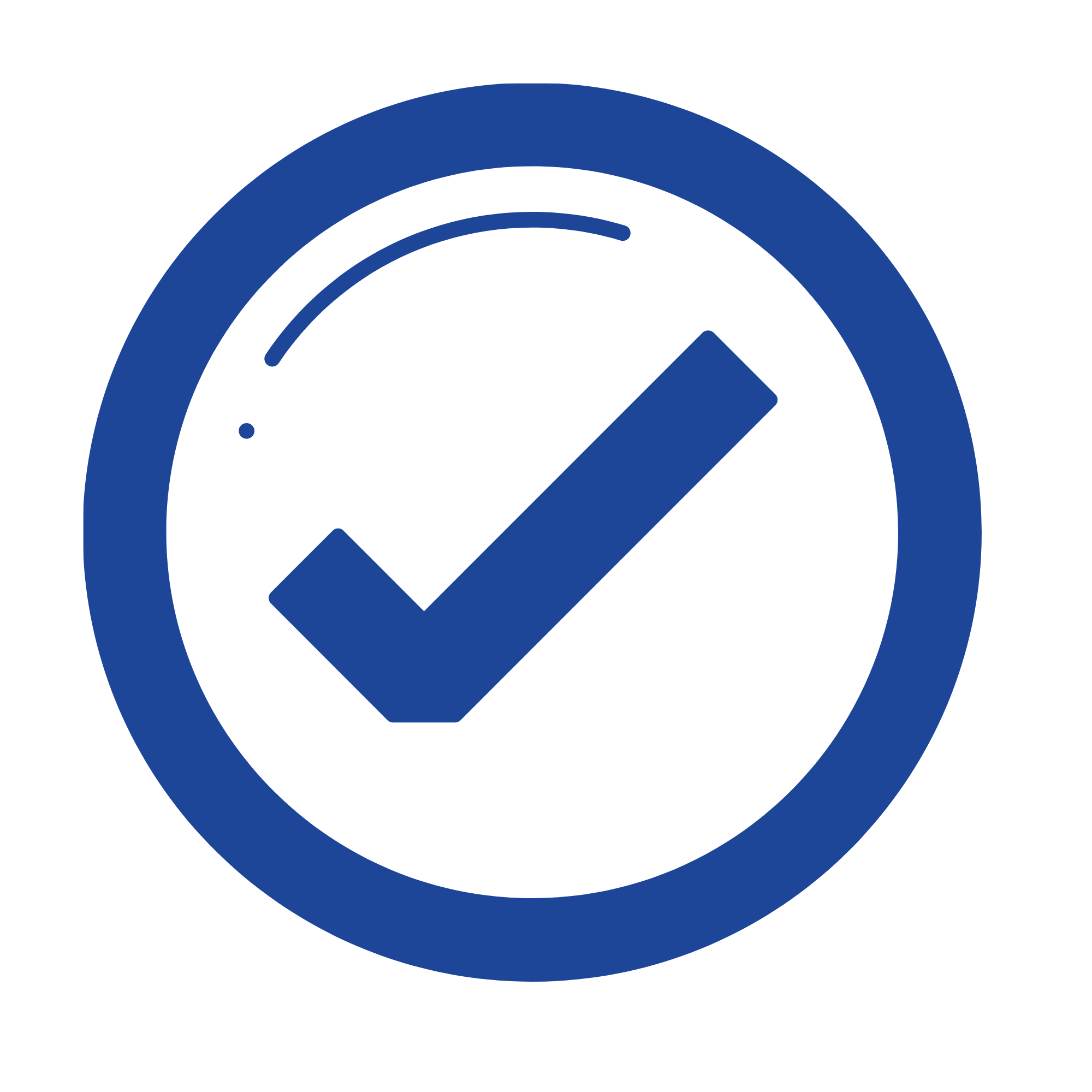 A circular icon with a blue outline and a blue checkmark inside.