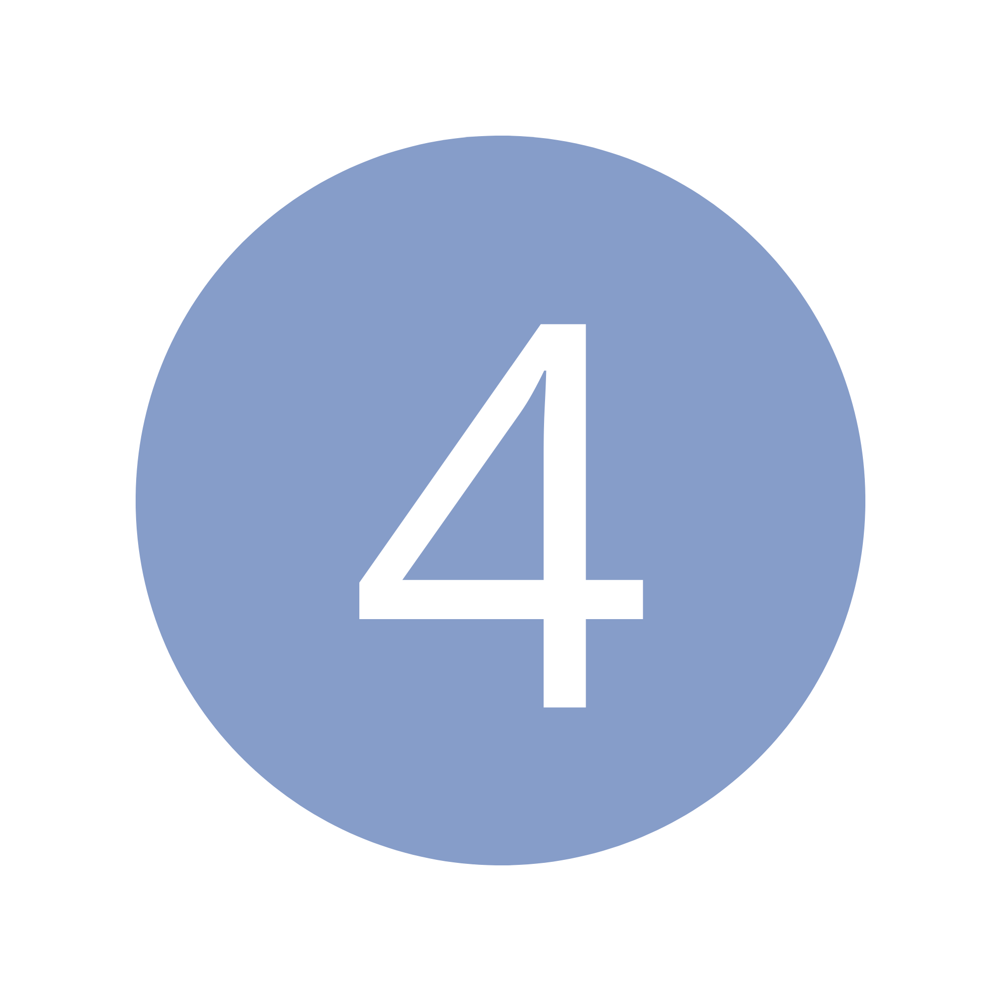 Blue circle with white number 4 in the center.