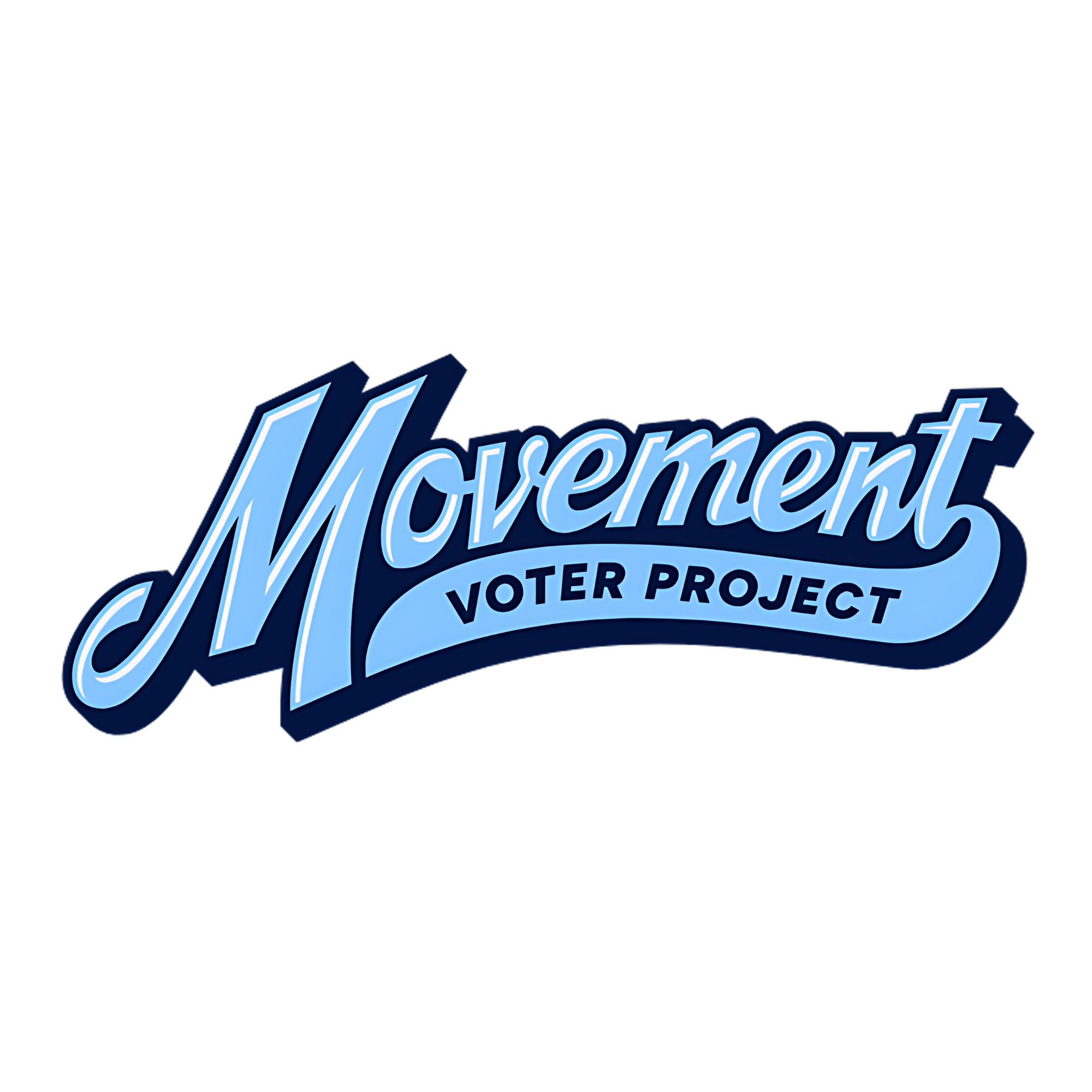 Logo for Movement Voter Project in blue text on a black background.